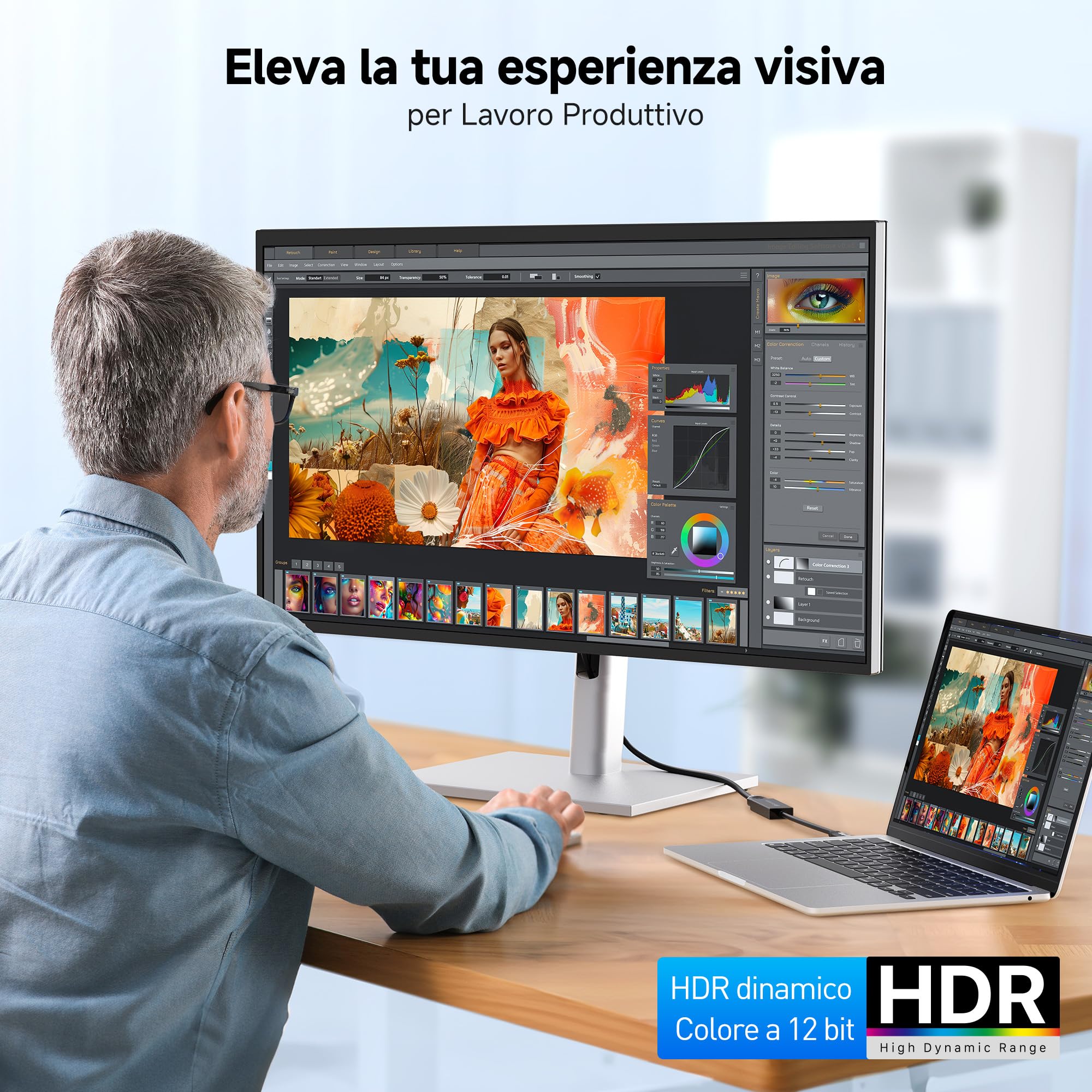 Cable Matters Adattatore USB C HDMI in Alluminio, 4K@60Hz, 1440p@144Hz, HDR, Adattatore da USB C a HDMI per iPhone 17/16/15, Laptop, Tablet, TV e Monitor