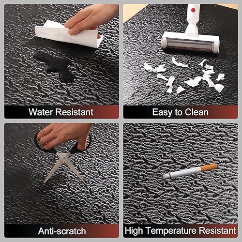 Miniatura 5 de Tapete para silla de oficina para suelo de madera dura, 30 x 48 pulgadas, color negro, tapete para silla de escritorio con ruedas para suelo de