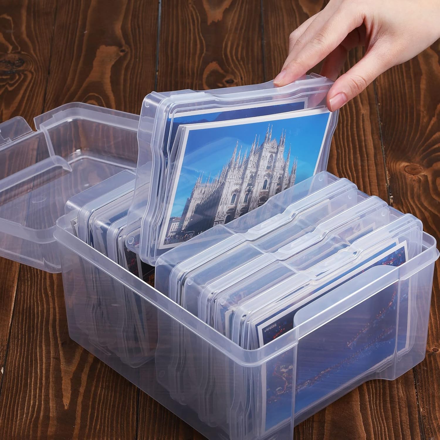 Yungyan 2 Count 4 x 6 Inch Photo Storage Boxes Craft Organizer Cases Picture 12 Inner Photo Cases Plastic Box Scrapbooking Clear Containers Storage Box for Photos Seeds Card Stamps Tasks Stickers