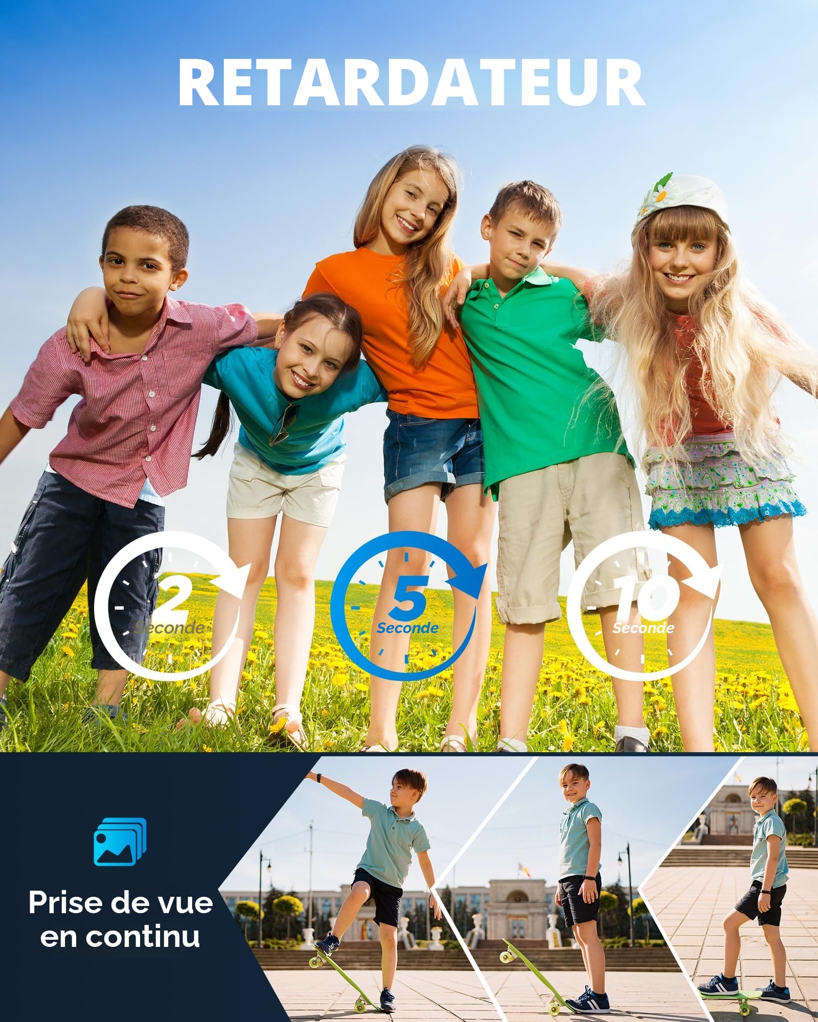 Appareil Photo Numérique Enfant 48MP Anti-secousse 16X Zoom Autofocus Vlogging Caméra pour YouTube