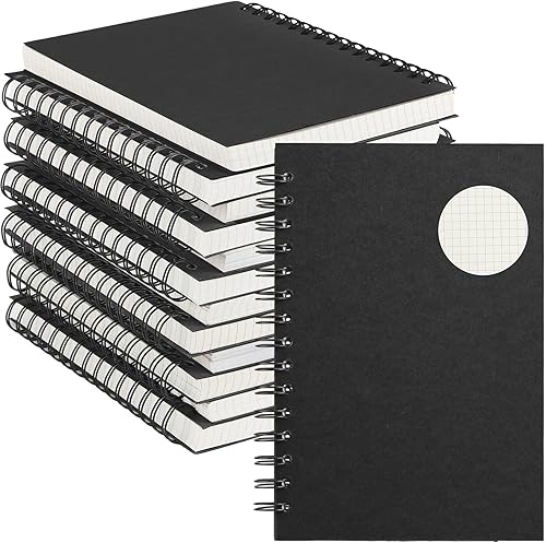 Geyoga Paquete de 12 cuadernos de papel cuadriculado A5 en espiral de 8.3 x 5.7 pulgadas, cuadrícula cuádruple, diarios gráficos en espiral de 3.53