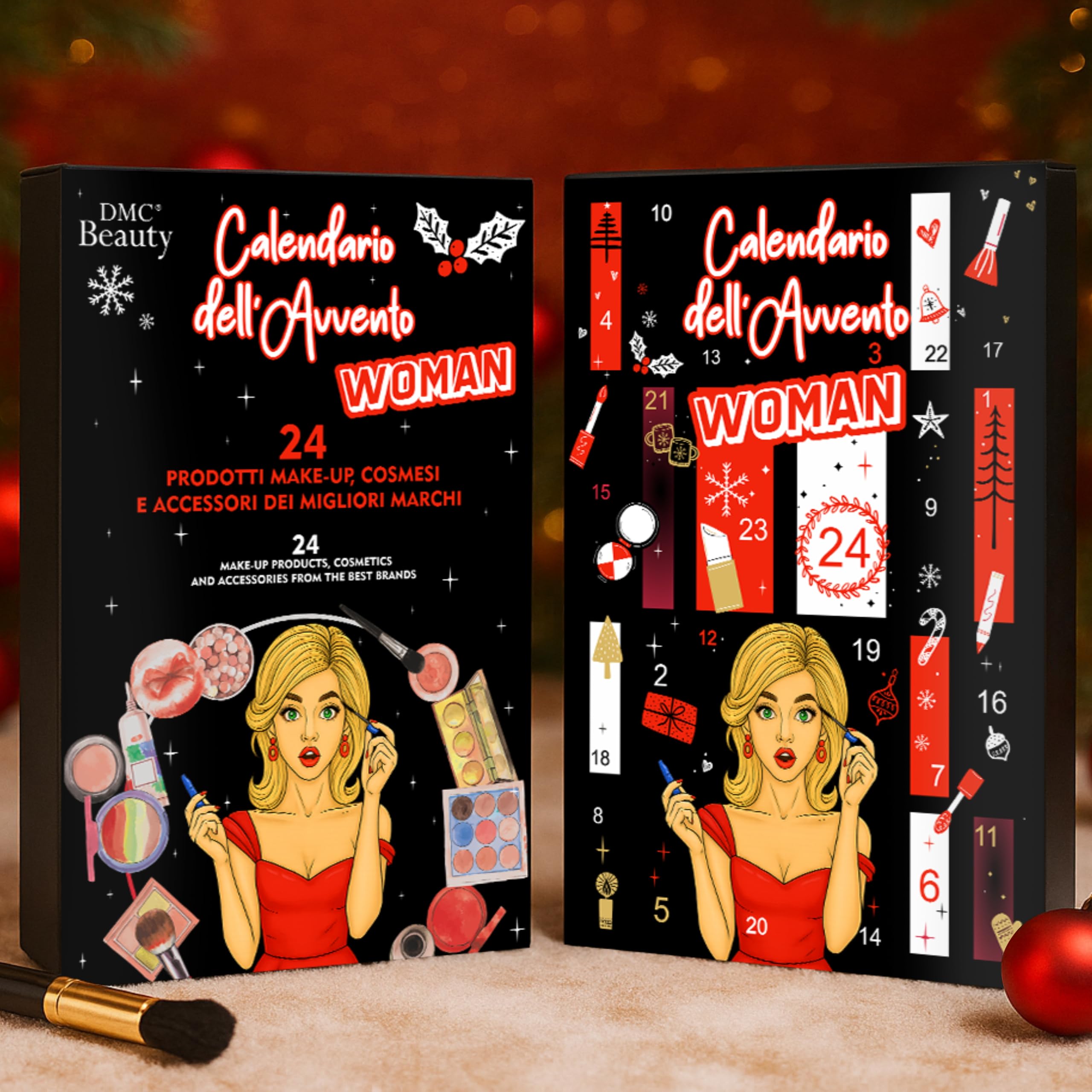 DMC Calendario Dell'Avvento Cosmetici Beauty Make Up 2025 - 24 Sorprese Cosmetici Make Up e Skincare di Marchi Top, Garnier, Deborah, Rimmel, Douglas - Regalo Natale di Qualità per Amanti del Trucco