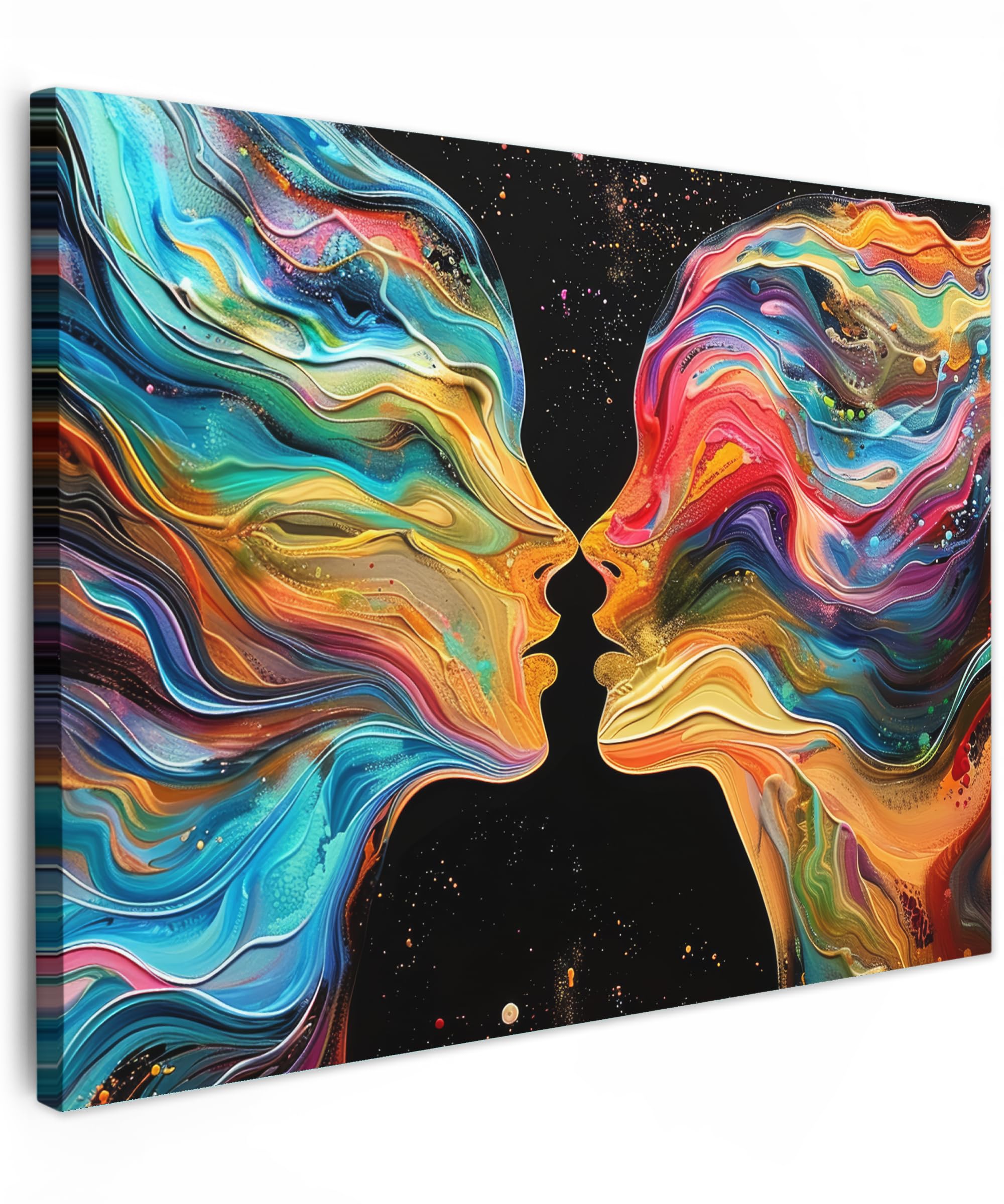 MuchoWow© Canvas Wall Art 31"x24" / 80x60 cm Decor Paintings Prints framed on Canvas Decorations Wallart Art - People - Modern - Black