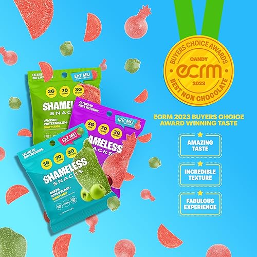 Miniatura 4 de Shameless Snacks - Gomitas keto bajas en carbohidratos sin gluten - Manzana verde, sandía, bomba de cereza