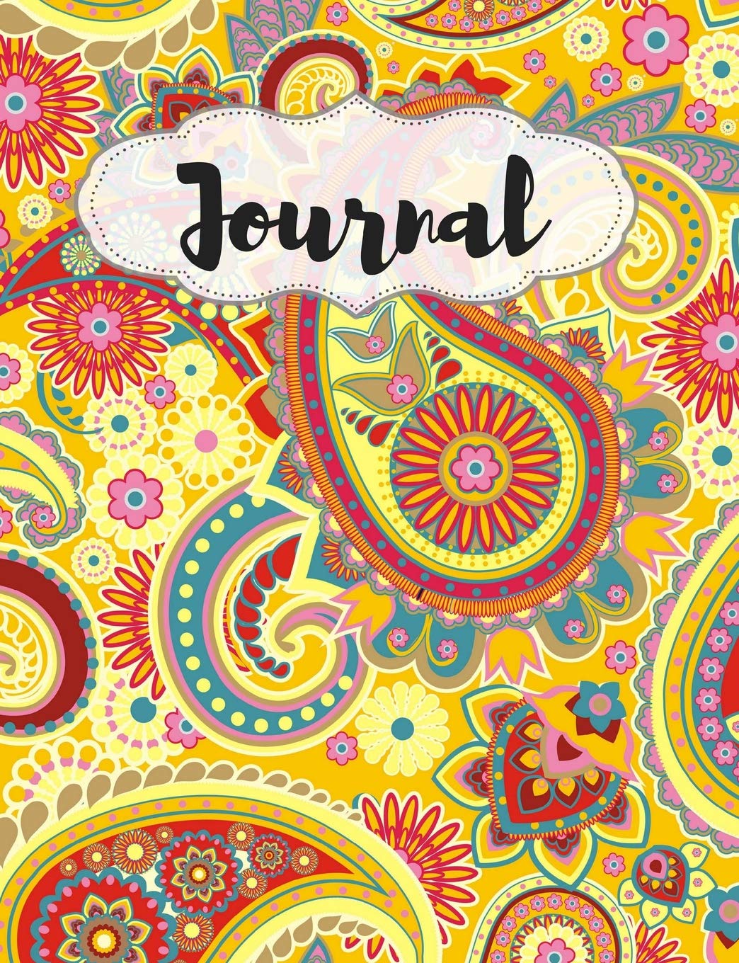 Yellow Paisley Notebook: For Flower Lovers and Writers: Blank Lined Paper Notebook (7.44 x 9.69 inch - 70 Sheets/140 Pages)