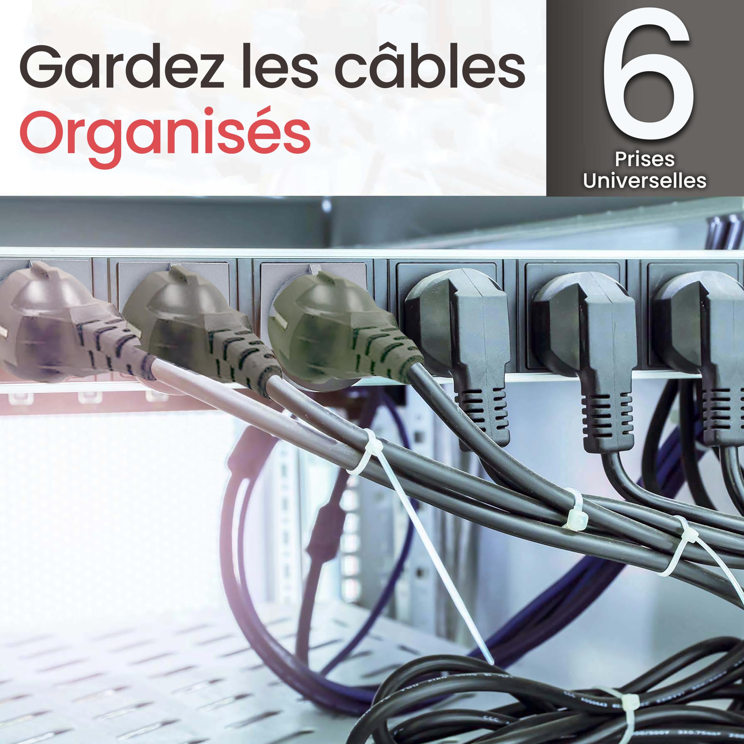 Pyle Multiprise Parafoudre 6 Prises Rack 48 cm 1U – Bloc PDU Électrique 15A, Châssis Acier, Câble 1,8 m, Disjoncteur – Protection Équipements Audio/Vidéo et Informatique
