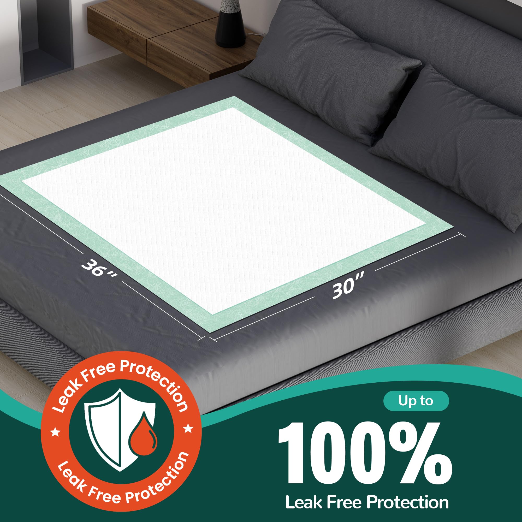MILDPLUS Almohadillas de cama desechables de 30 x 36 pulgadas (50 piezas) extra grandes para incontinencia de incontinencia para adultos y mascotas, sin adhesivo