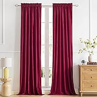 Vista 23 de Cortinas dorado oscuro de 108" para sala de estar, cortinas opacas de terciopelo con bolsillo para barra, para ventana, tratamiento de semi