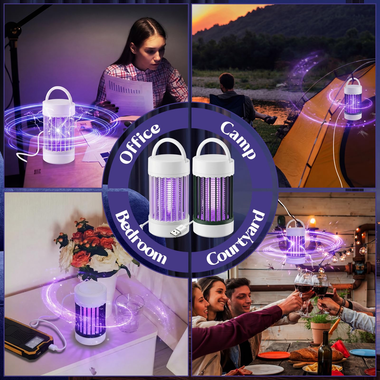 Insektenvernichter für den Innenbereich, USB-betriebene Mückenvernichter-Lampe mit 365 nm UV-Licht, tragbare Fruchtfliegenfalle für Zuhause, Schlafzimmer, Küche, Büro, Mückenmotten, 8 Stück
