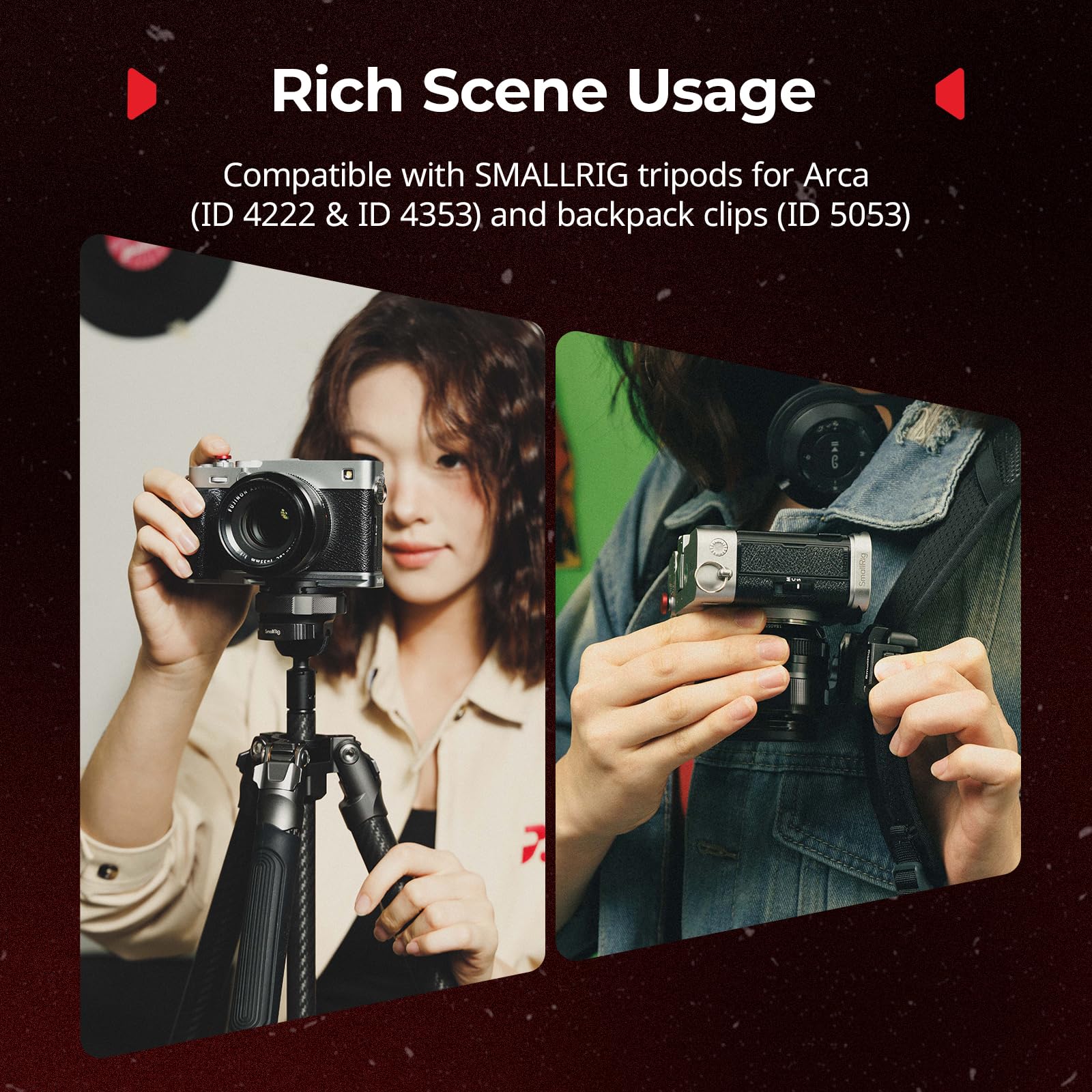 SMALLRIG X-E5 Poignée en L pour FUJIFILM, Plaque de Dégagement Rapide Intégrée pour Arca, Pas de vis 1/4"-20, Poignée Ergonomique Légère en Silicone, Bouton de Déclenchement (Argent) - 5447