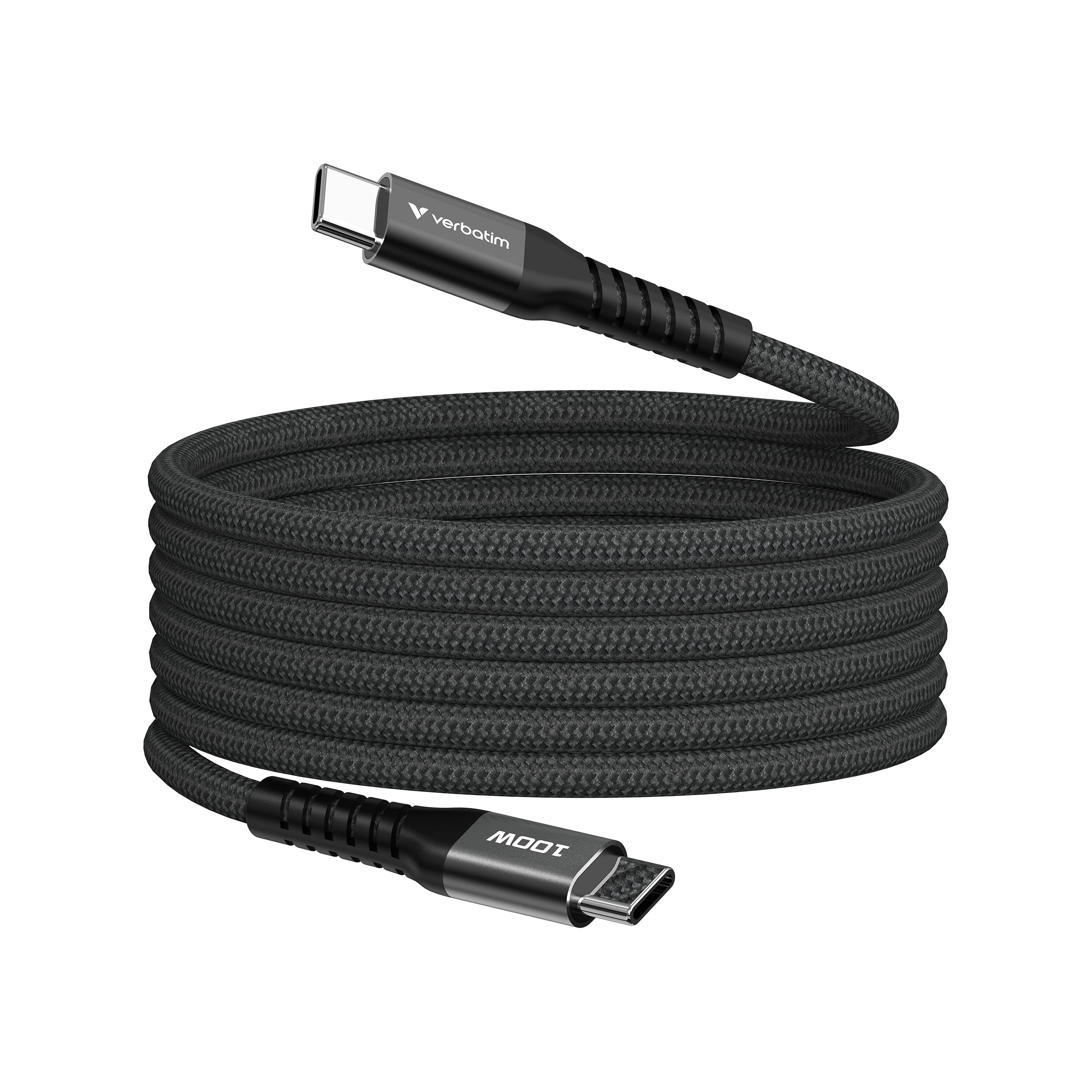 Verbatim Sync & Charge 100W magnetisches Ladekabel USB-C PD 3.0, USB-C auf USB-C Kabel 120cm, Schnellladekabel für iPhone 17/16/15 Pro, Samsung Galaxy S25, MacBook Air, iPad, Pixel 9, robust, Schwarz