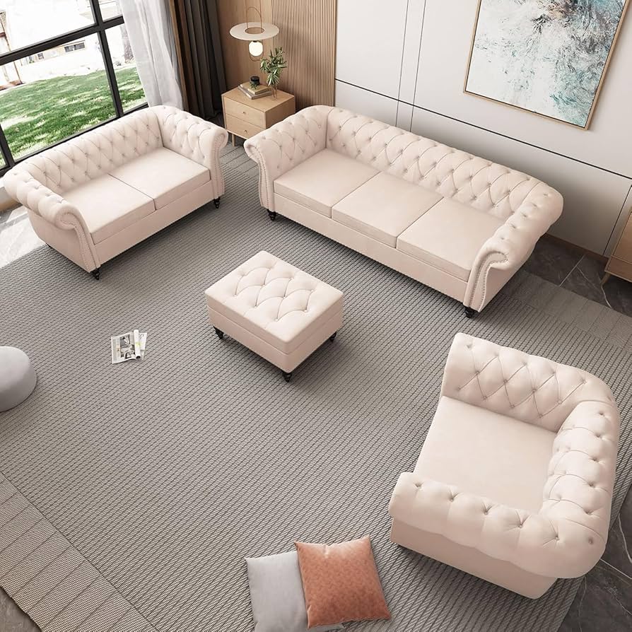 Acme Furniture WINDAN SOFA ベージュ Amazon.com: AVZEAR 2-Piece Living Room Sectional Sofa Set