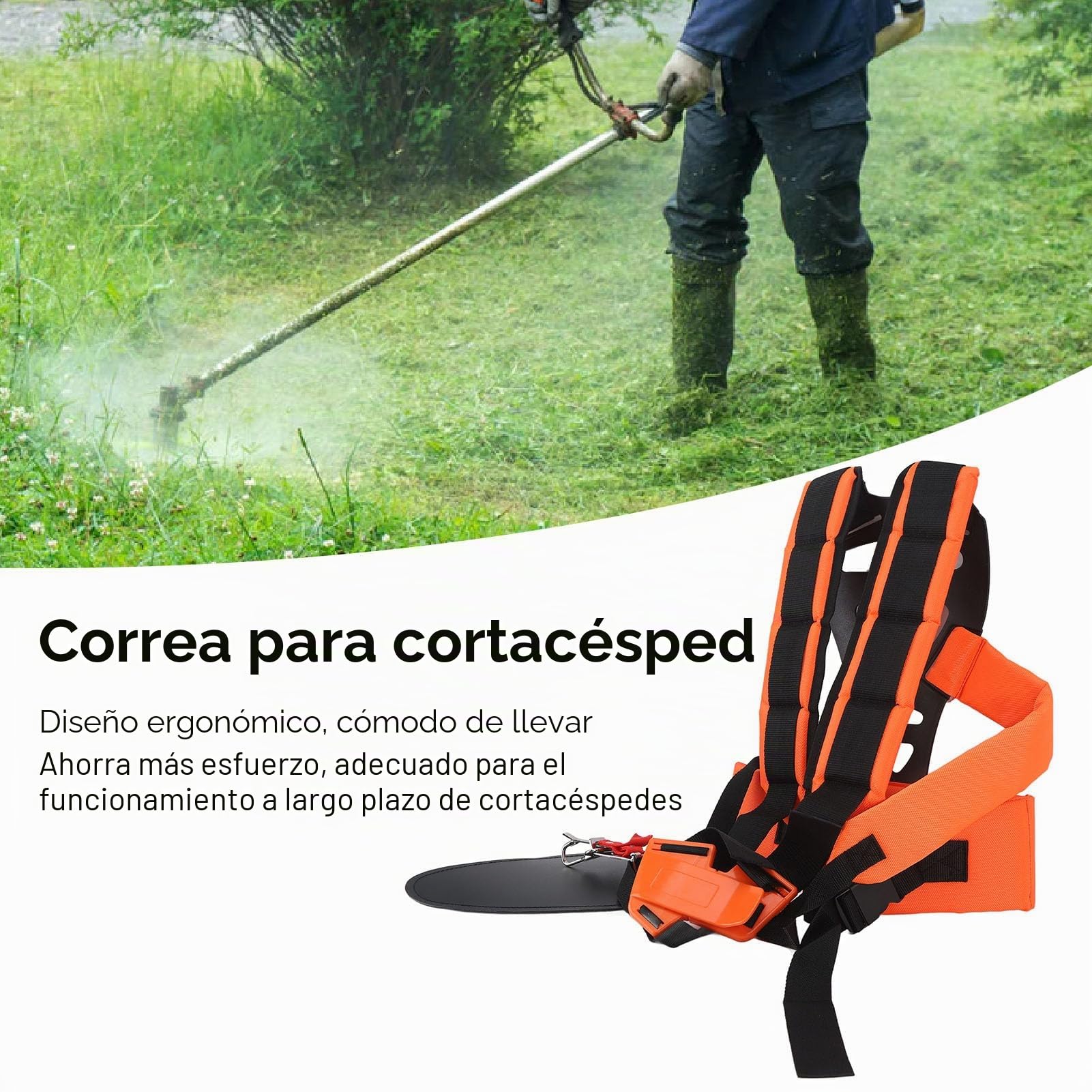 Arnés Universal de Nailon para Desbrozadora, Correa de Hombro para Cortacésped y Recortadora de Jardín