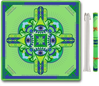 Neoprene Mahjong Mat with Rules (33" x 33"), No Creases American Mahjong Mat, Anti-Slip & Noise Reduction Mahjong Learning Mat, Mahjong Mats Gifts (Lucky Green)