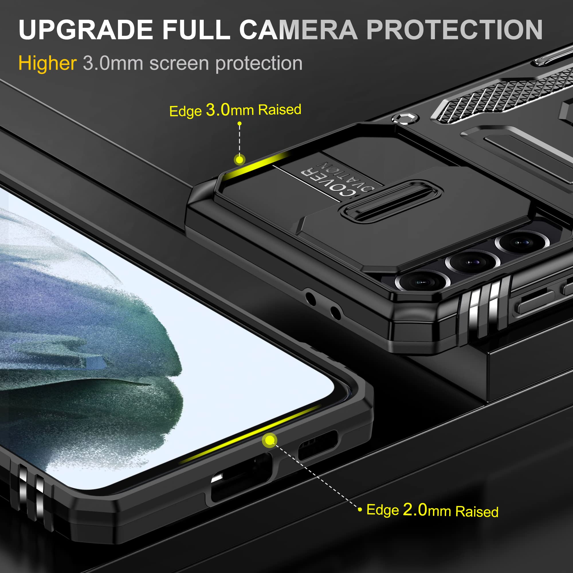 Samsung Galaxy S21 Camera Case - Slide Cover & Ring Holder -3