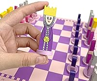 Vista 6 de Pink Chess Set Wooden with Board Educational Adults, Cartoon Board Game Cute