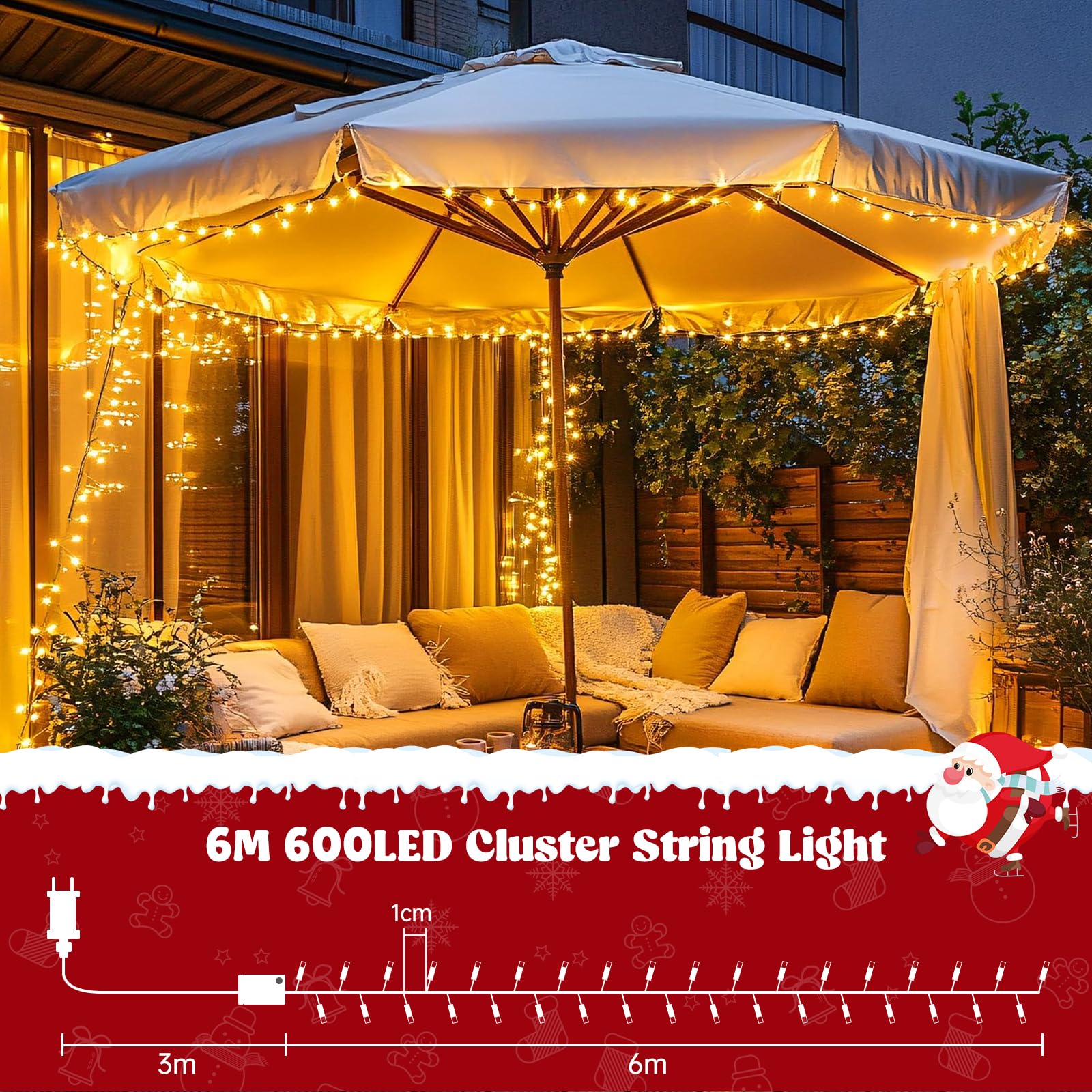 Avoalre Guirlande Lumineuse Grappe Sapin Noël 6M 600LED
