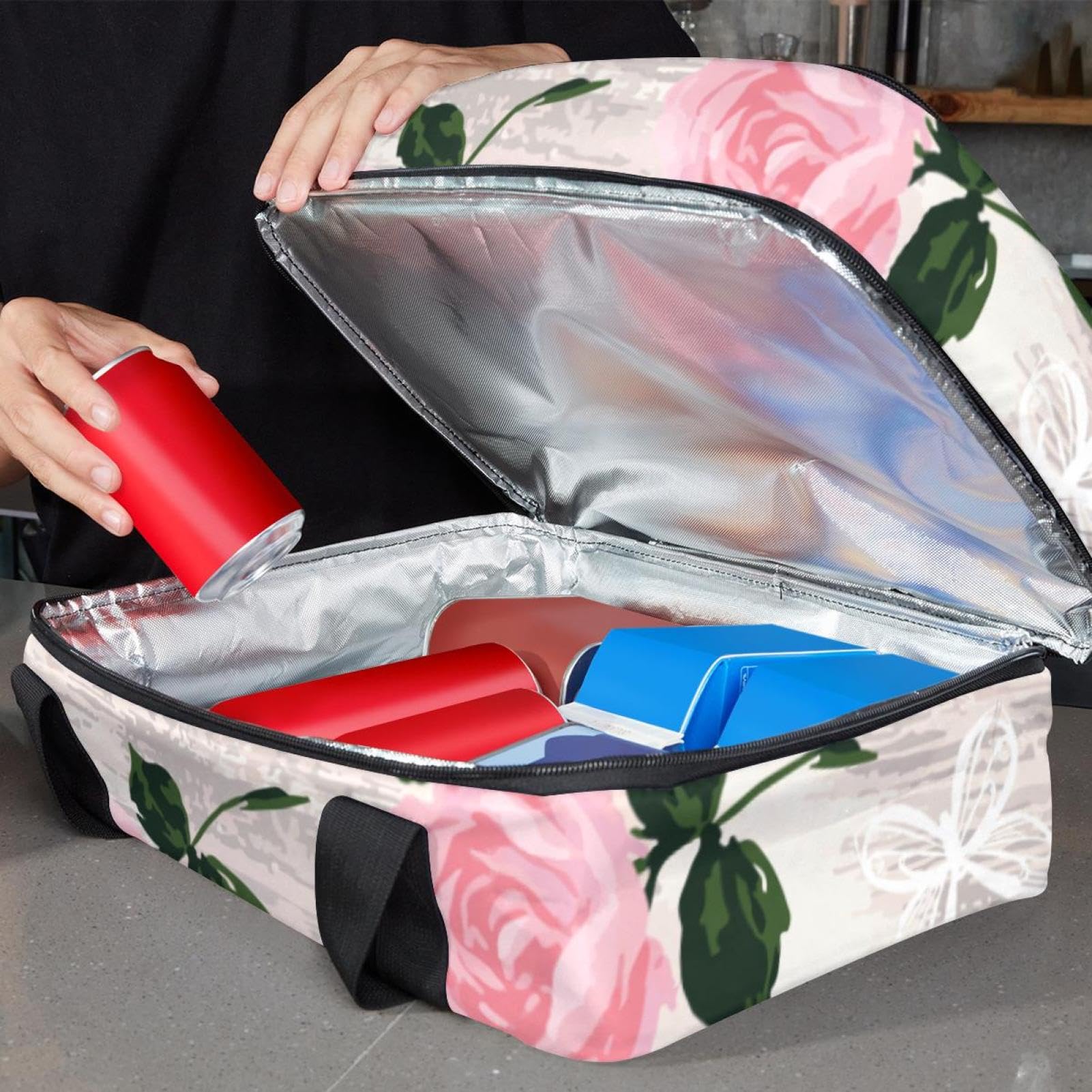 Grand sac à déjeuner isotherme pour homme et femme, double couche, étanche, étanche, réutilisable, sac fourre-tout pour le travail, l'école, le pique-nique, la plage, le camping, les voyages,