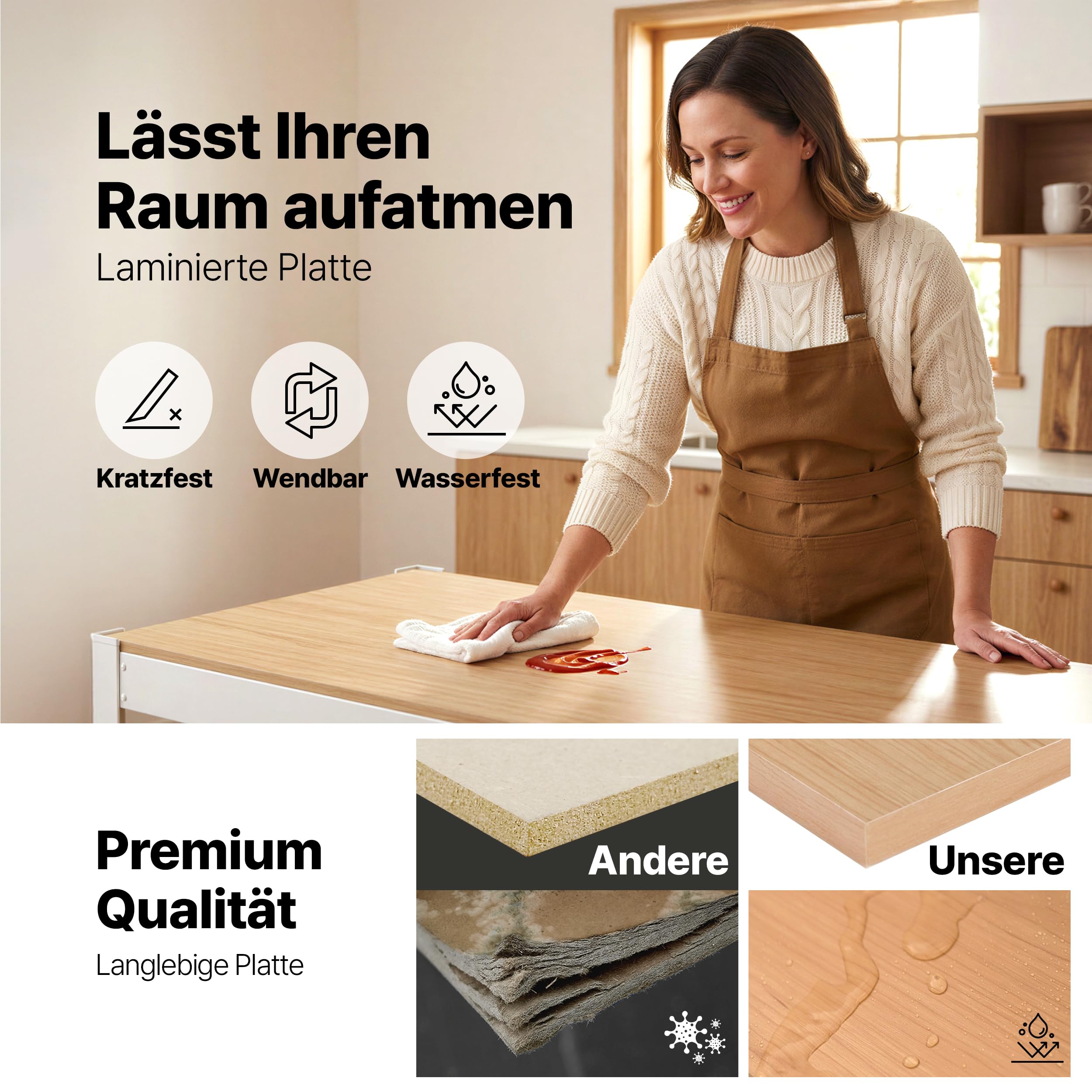 HOMEDANT House Premium-Lift-Beam Schwerlastregal Kellerregal Lagerregal Haushaltsregal Küchenregal Garagenregal 40 x 120 x 180cm Regal mit Laminat-MDF-Böden verstellbare Ablagen Weiß