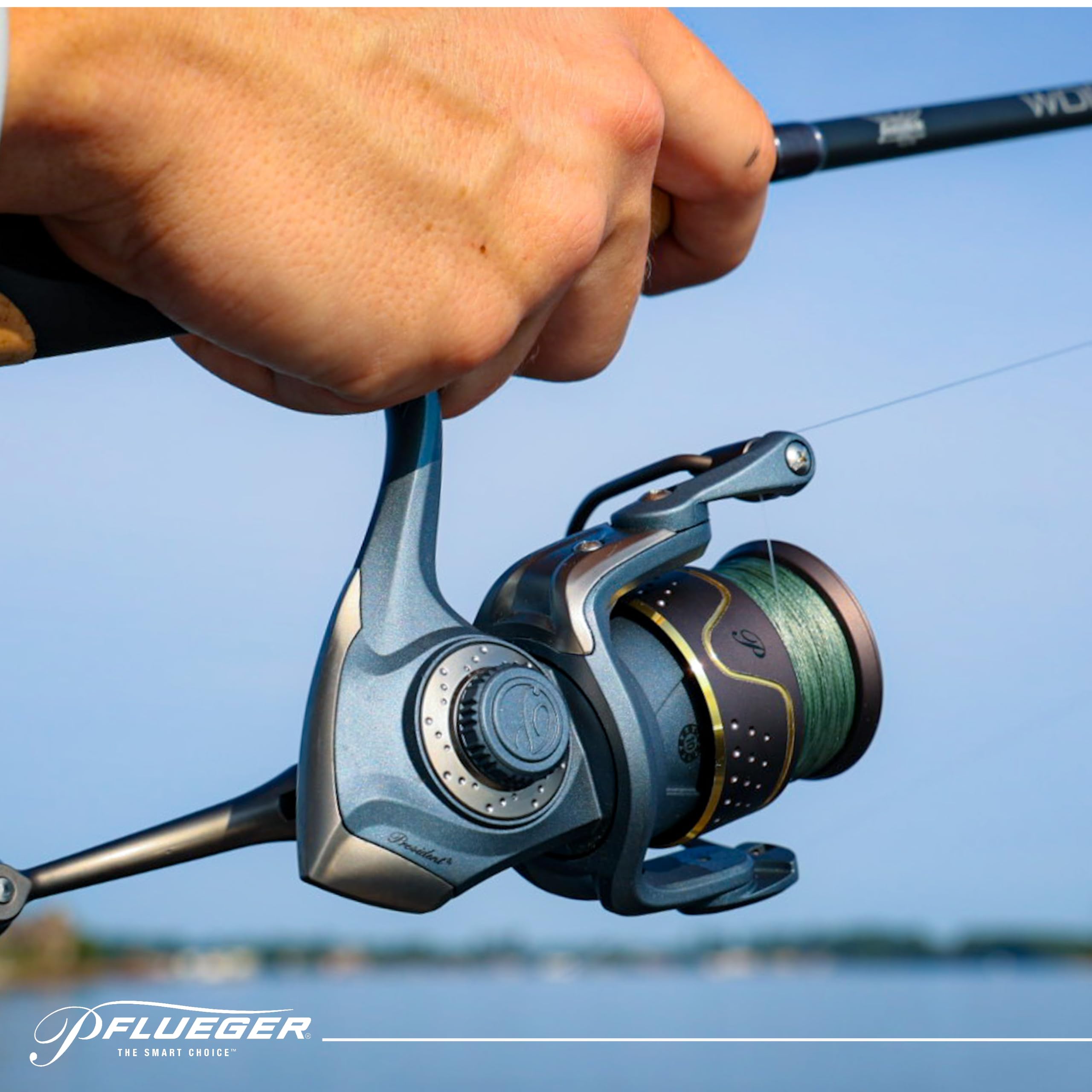 Pflueger President Mulinello da pesca spinning, misura 20, sistema con 7 cuscinetti a sfera in acciaio inox, frizione frontale in feltro ad olio sigillato, struttura leggera in grafite