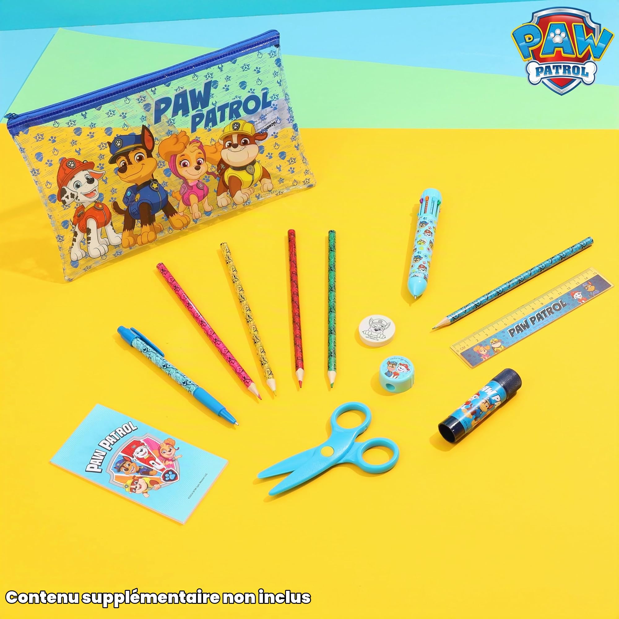Paw Patrol Trousse Scolaire Garcon Fille, Trousses pour Enfants avec Fournitures Scolaires Crayon de Couleurs Stylo, Kit Papeterie, Cadeau Enfant