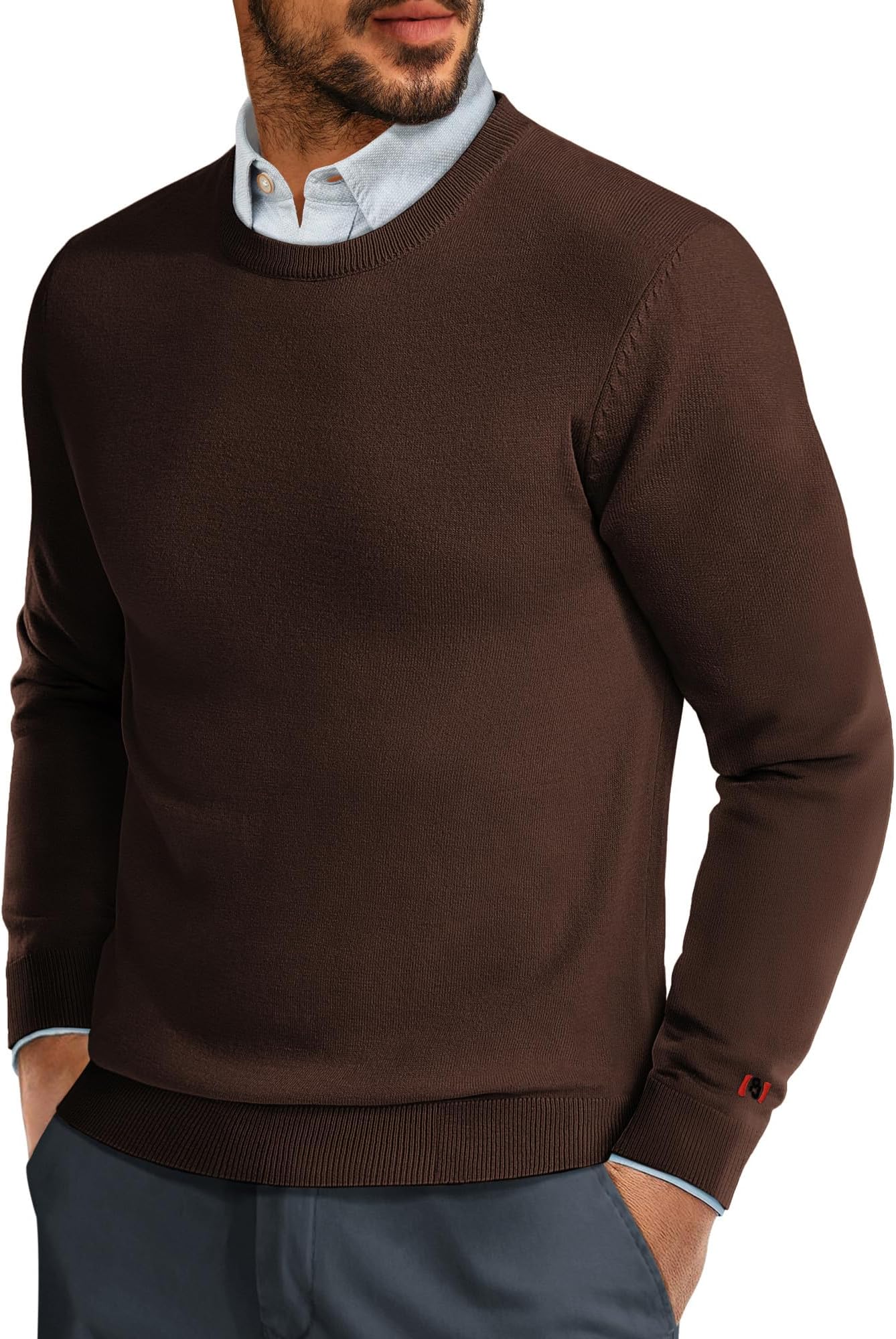 PJ PAUL JONES Men's Sweaters Crewneck Basic Lightweight Wool Blend Knitted Pullover Long Sleeve Shirts for Men