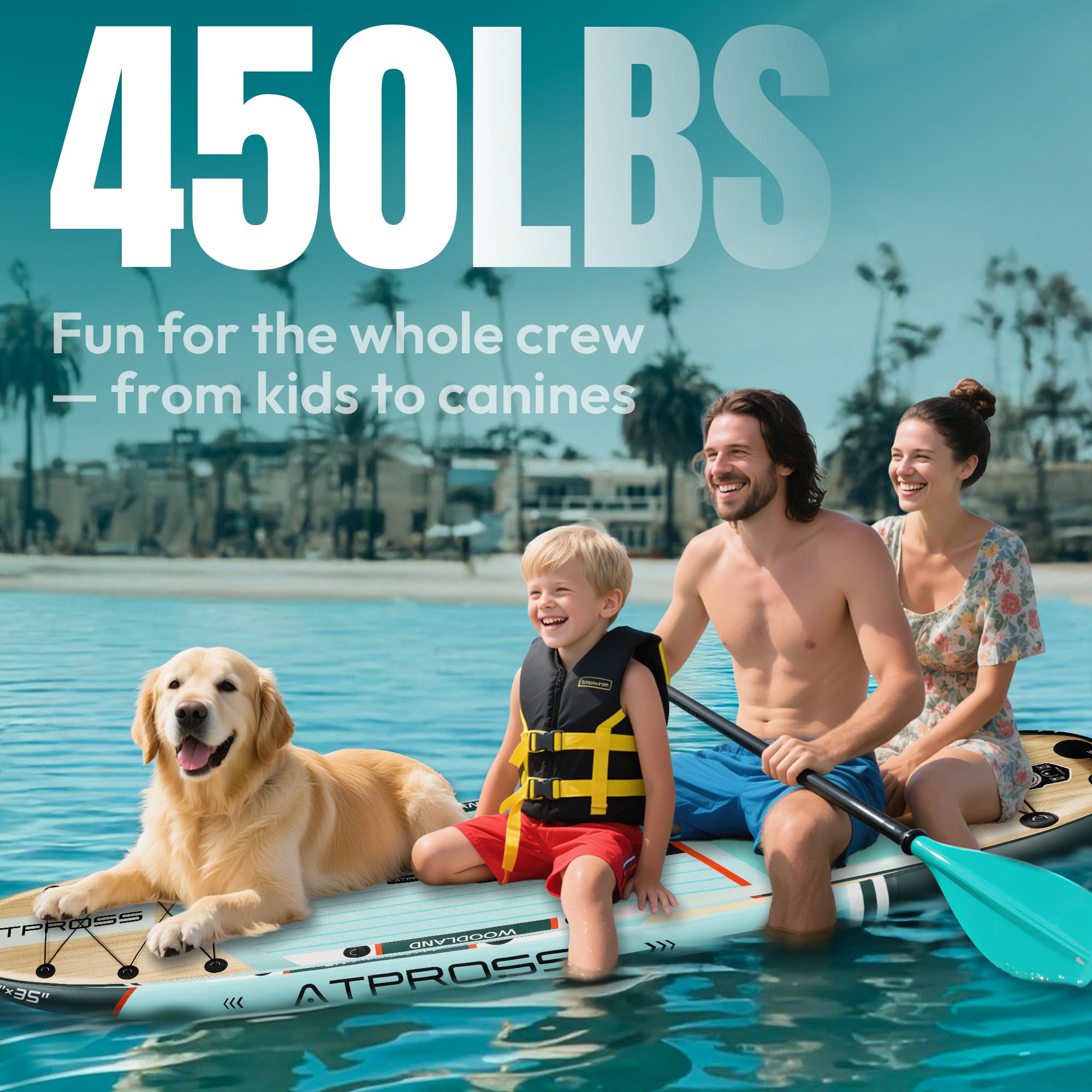 Tabla Paddle Surf Hinchable Inflable Extra Grande para Adultos, con Capacidad para 204,1 kg. con Kit de Accesorios Mochila. Kayak Inflable, Antideslizante, Ideal para Yoga,