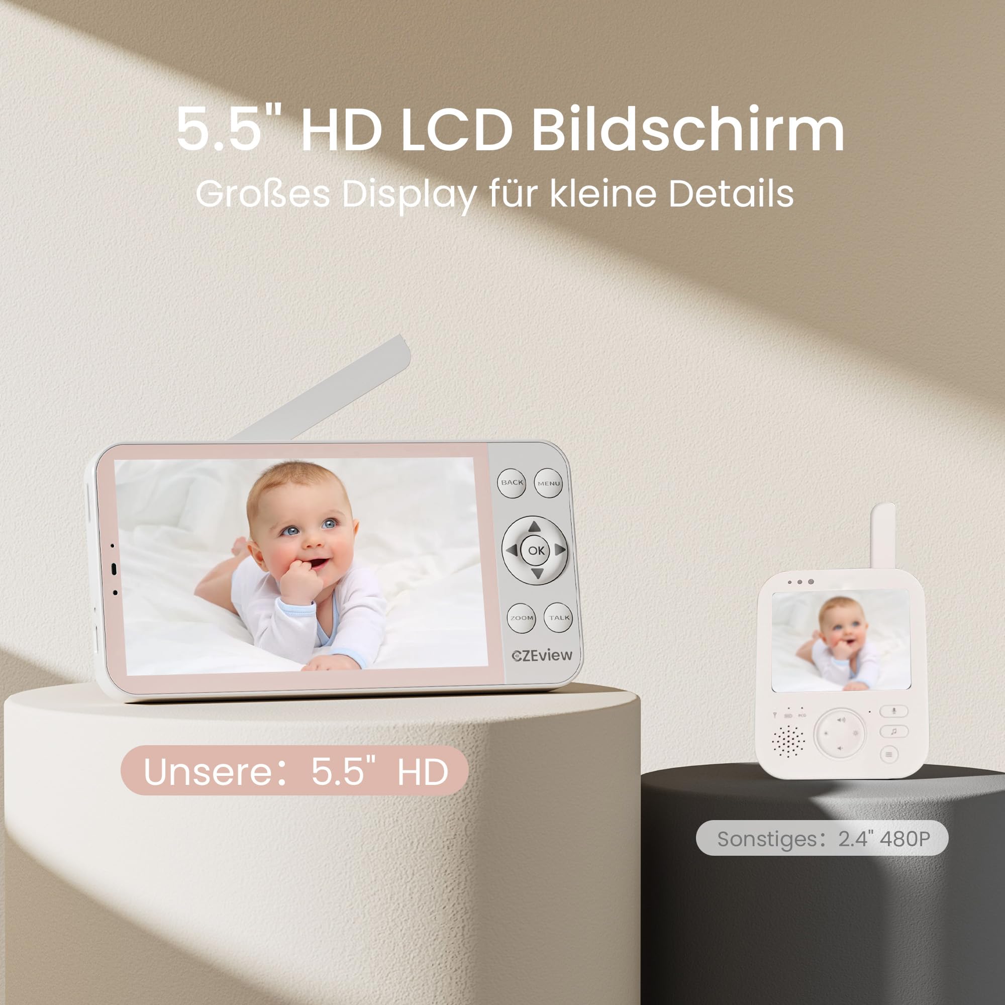 Babyphone 2 Caméras 2K&Ultra Grand Moniteur 5,5,Qualité D'Image Au Top Babyphone 2 Caméras 2K&Ultra Grand Moniteur 5,5,Qualité D'Image Au Top