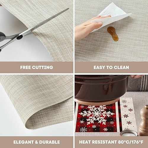 Miniatura 7 de Artoid Mode Juego de 4 manteles individuales de vinilo con copos de nieve, 12 x 18 pulgadas, lavables, antideslizantes, de PVC, para decoración de