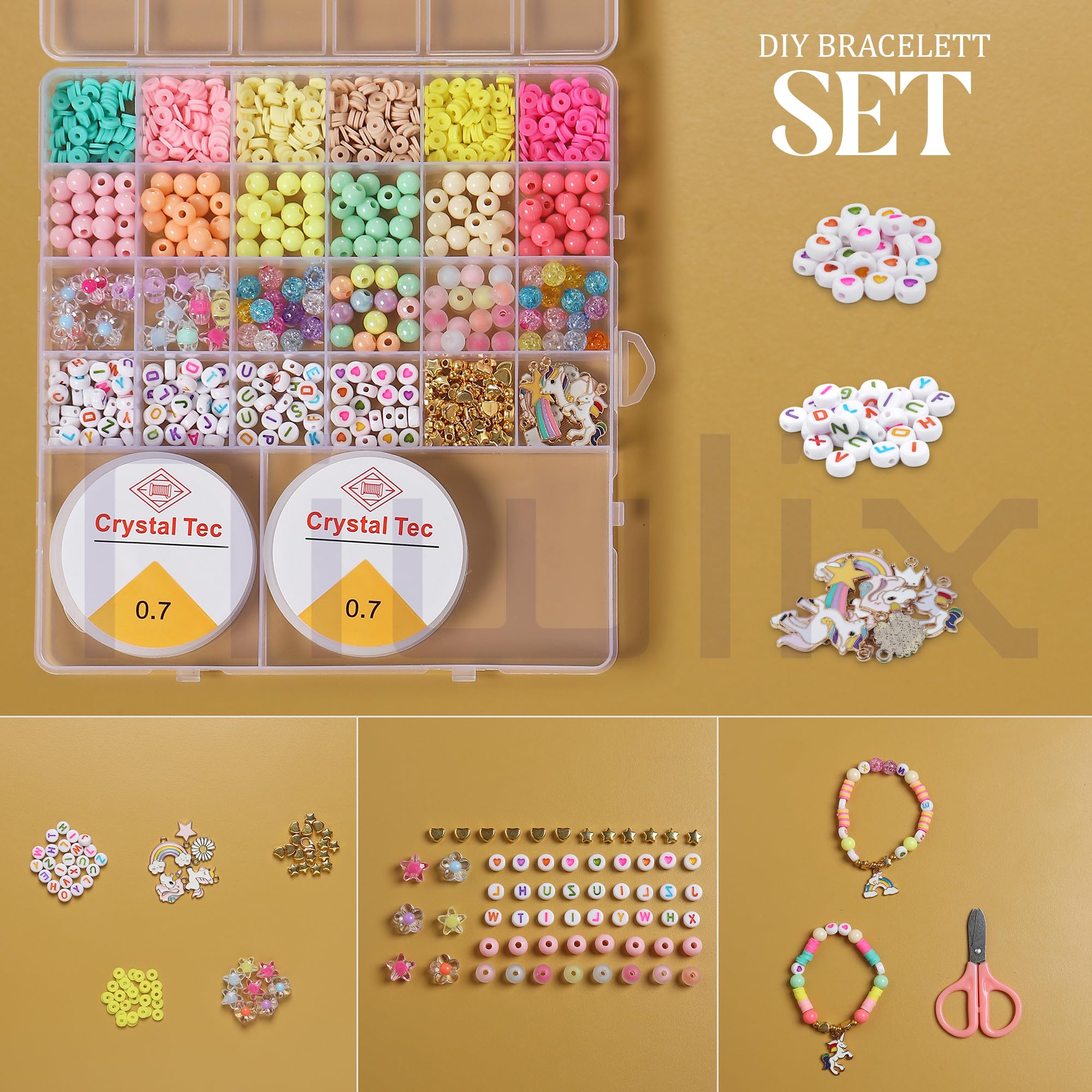 Niwlix Bracelet Making Kit for Girls, Jewellery Making Kit for Kids DIY Bead Set Making, Toys for Girls 7-14 Years Old (Unicorn Bracelet Kit)