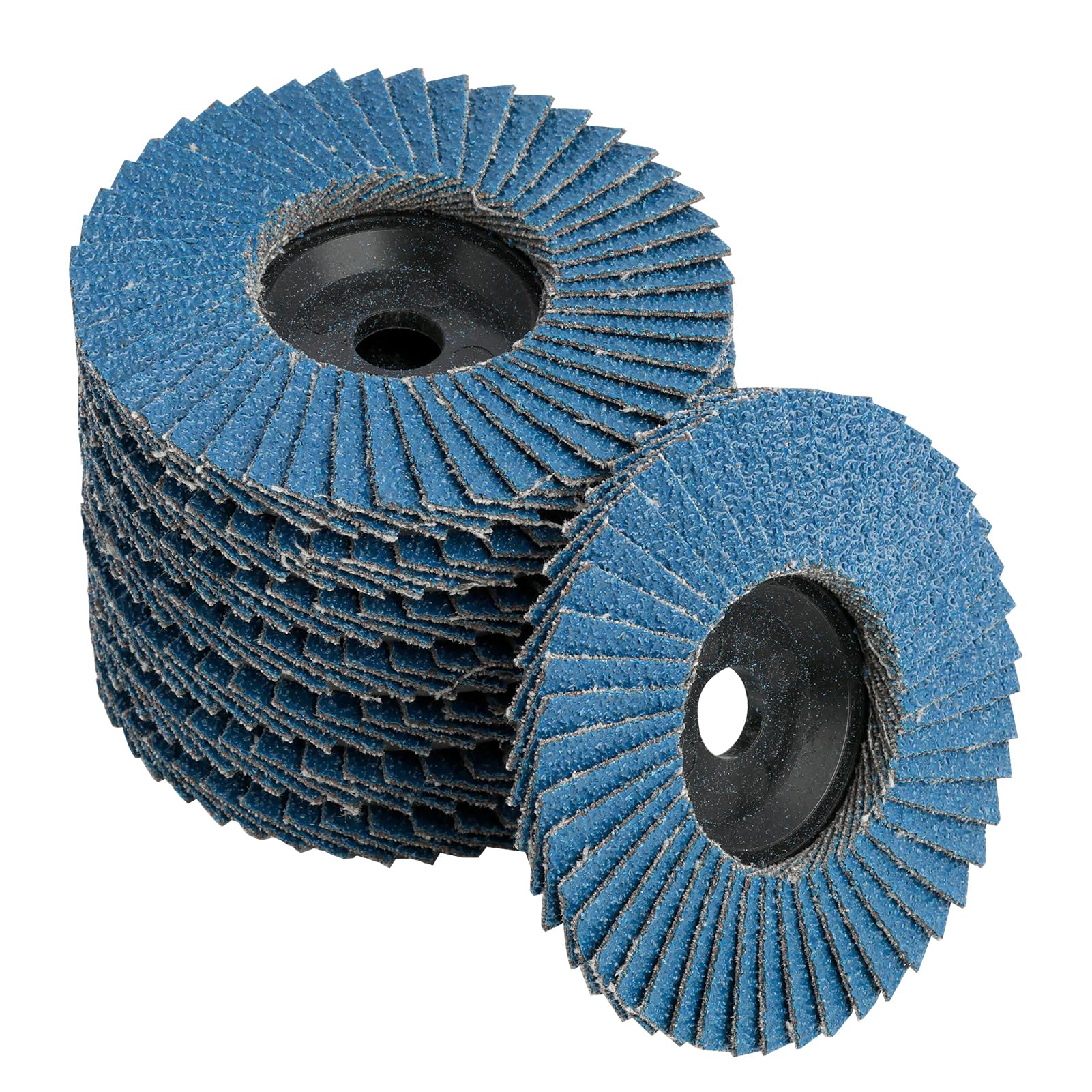 Set di 8 dischi lamellari Dischi lamellari per smerigliatrici angolari, Disco abrasivo Ø 76 mm x 10 mm, Dischi abrasivi di alta qualità in blu per metallo, legno e PVC, Adatto per smerigliatrici angol