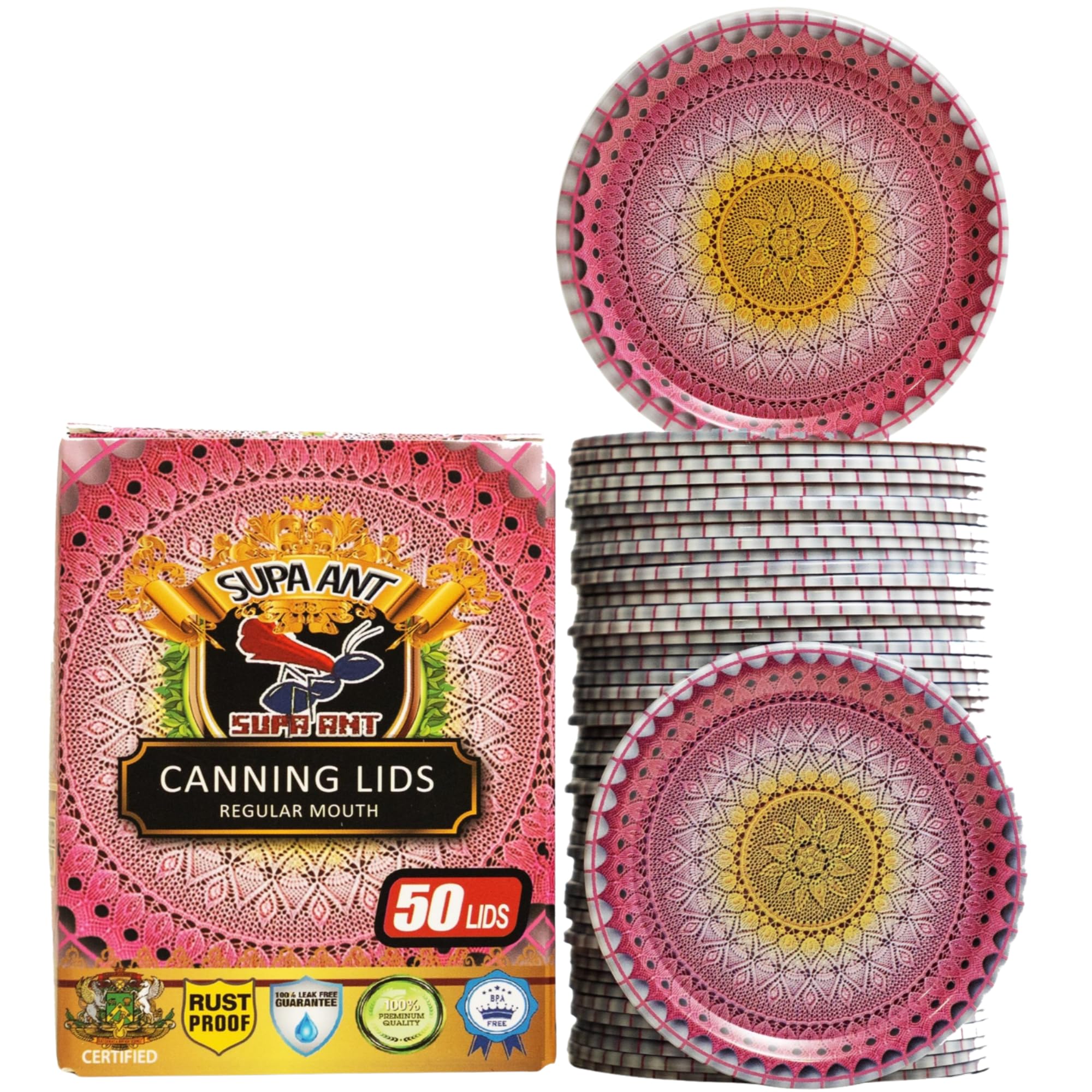 Supa Ant Regular Mouth Canning Lids-Mason Jar Lids Canning Supplies (50pk)