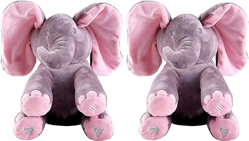 Dimple Kaia Baby - Peluche animado de peluche cantando Peek A Boo Elephant interactivo musical Peek-a-Boo para niños pequeños con orejas en