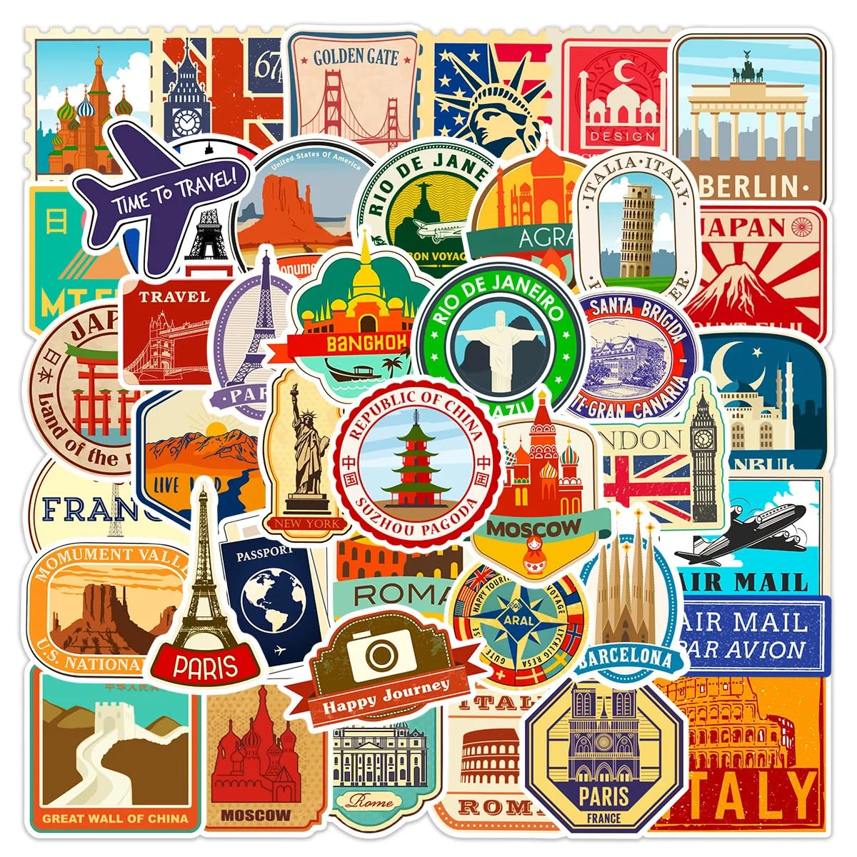 iDream Self-Adhesive World Famous Building Stickers Travel City Landscape Decals DIY Travel Luggage Phone Laptop Guitar Toy (Set of 50) (Multicolor) (B0CTY3RDY4) Amazon Price History, Amazon Price Tracker