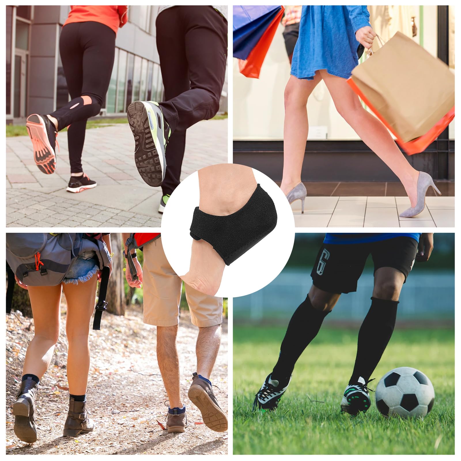 Leikedun 2 pcs de Protector Talon Taloneras Silicona, Ajustables Taloneras Fascitis Plantar para Tendinitis de Aquiles, Espolón óseo, Dolor de Pies, Aliviar el Dolor de Talón(34-40)