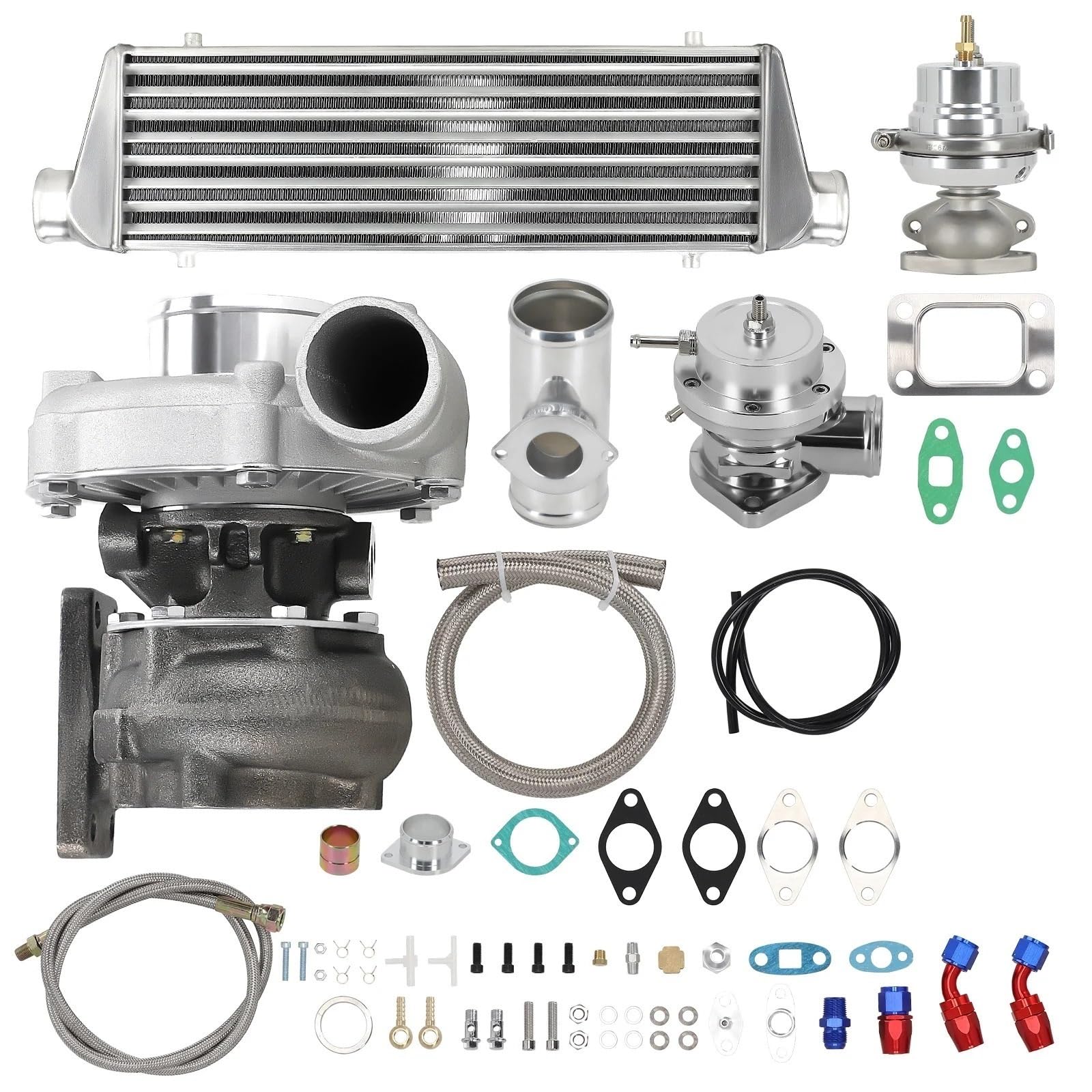 HAGDFDNV T3 T4 TO4E T04E 400HP Universal Turbo Turbocharger Kit W/Intercooler Turbocharger Rear Window Regulator