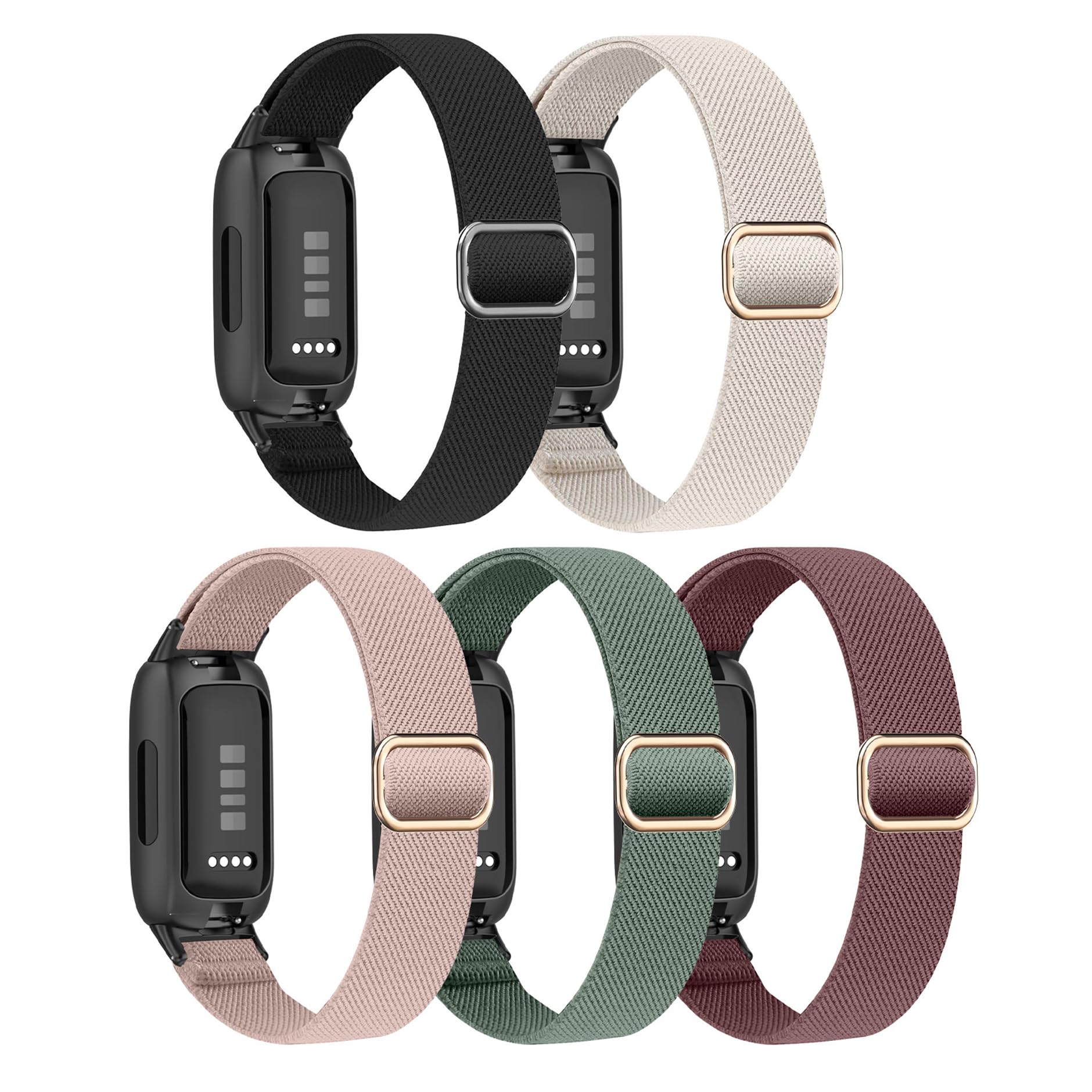 EverAct 5 Pack Straps Compatible with Fitbit Inspire 3 Strap Adjustable Stretchy Nylon Sport Wristband Compatible with Fitbit Inspire 3 Activity Tracker