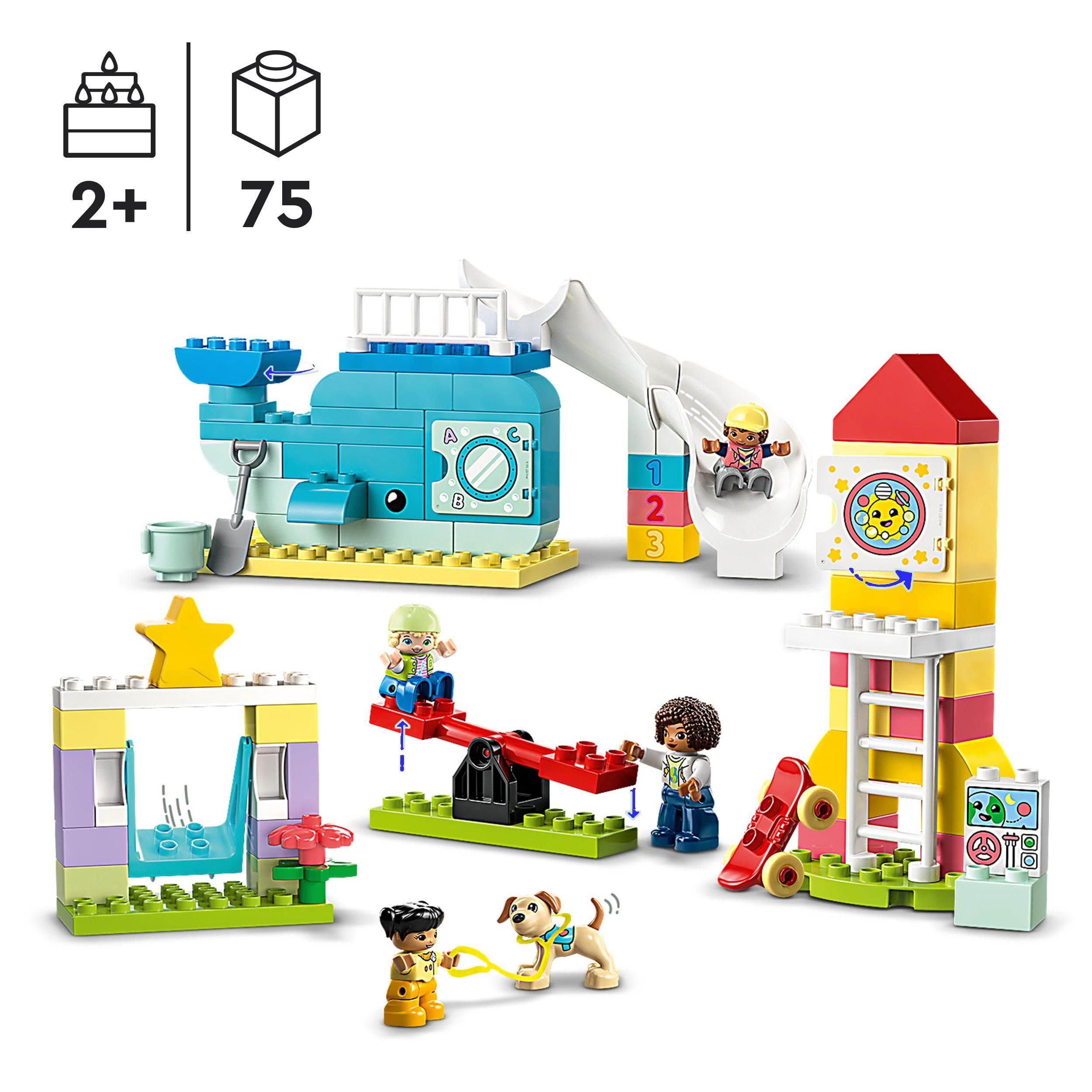 LEGO Duplo Gran Parque de Juegos, Juguete de Construcción para Niños y Niñas de 2 Años o Más con Figuras de Ballena y Cohete, para Aprender Letras, Números y Colores, Regalo Educativo Infantil 10991