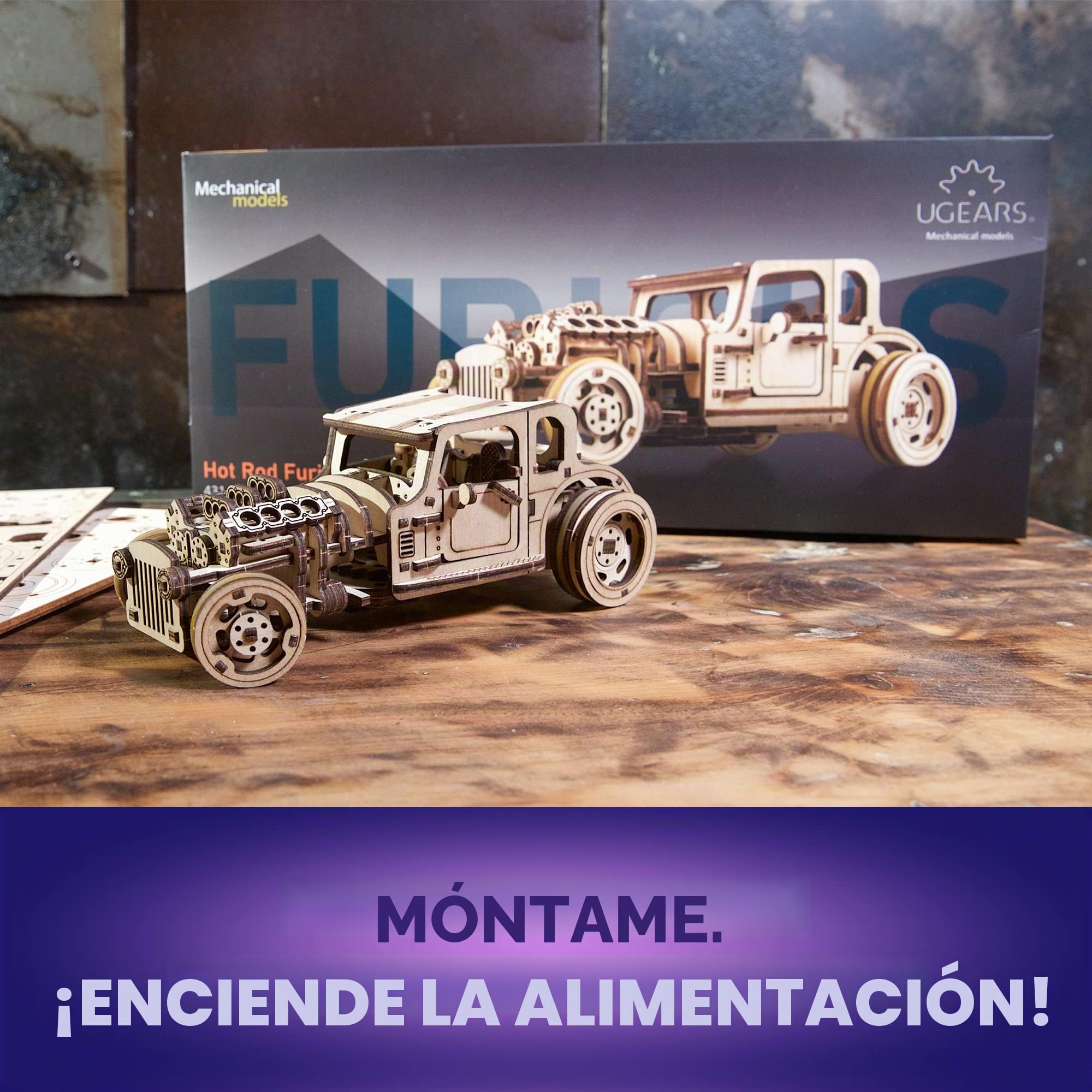 UGEARS Hot Rod El Ratón Furioso - Maquetas de Coches para Montar - Kits de Coche Puzzle 3D Madera para Adultos - Set de Rompecabezas Adultos Ideal para Aficionados a Coches Clásicos
