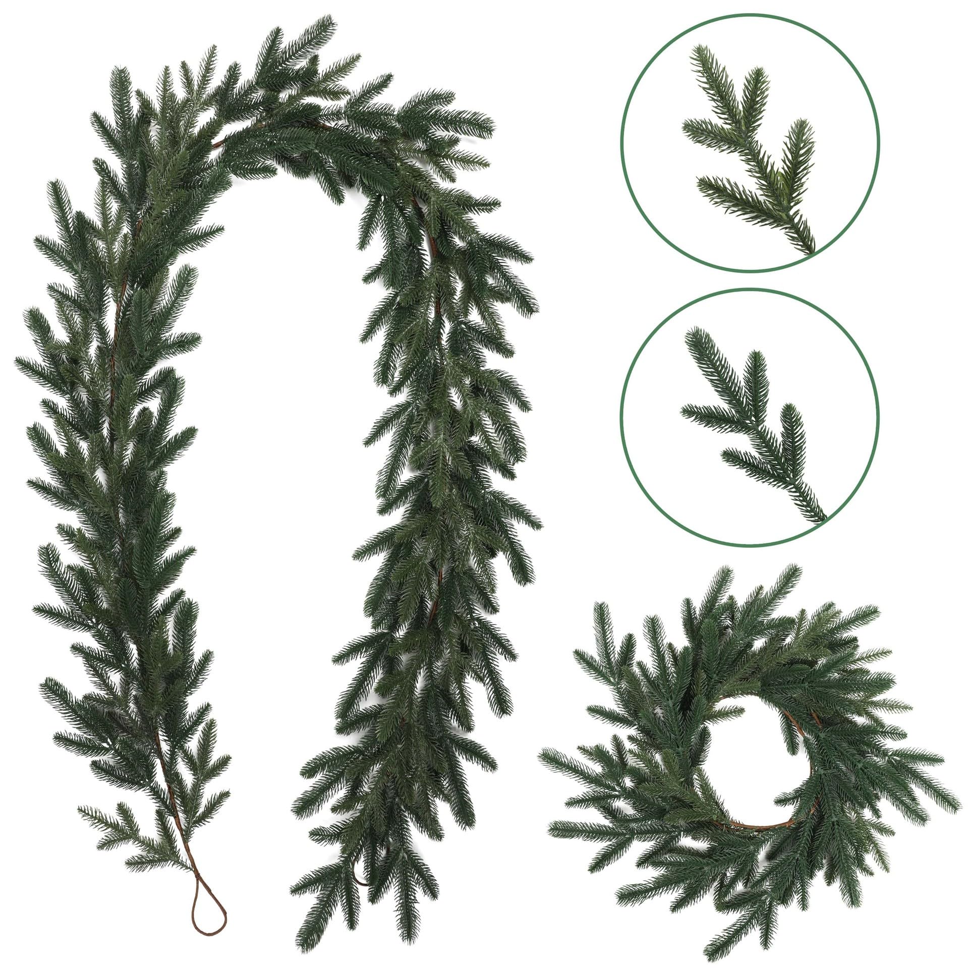 2 Stück Weihnachtsgirlande, Tannengirlande, Kieferngirlande für Weihnachtsdeko Innen und Außen, Treppengeländer & Türrahmen (Modell 3,180 cm)