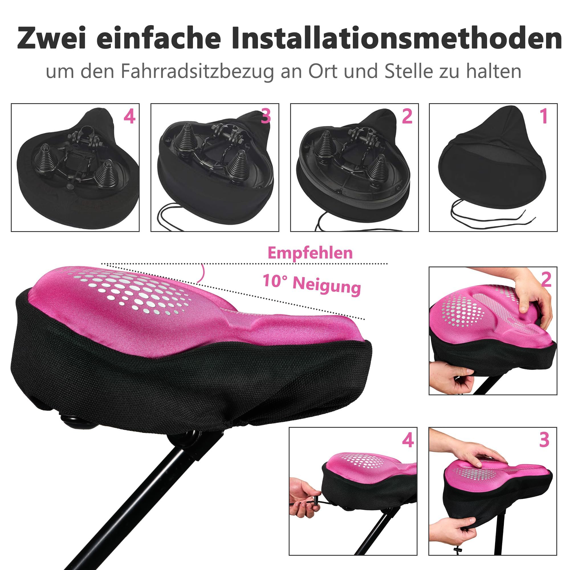 DAWAY Funda acolchada de gel de silicona y espuma viscoelástica para sillín de bicicleta, extra suave y cómoda, para Peloton, bicicleta estática, MTB, cómoda almohadilla para sillín para mujer, hombre