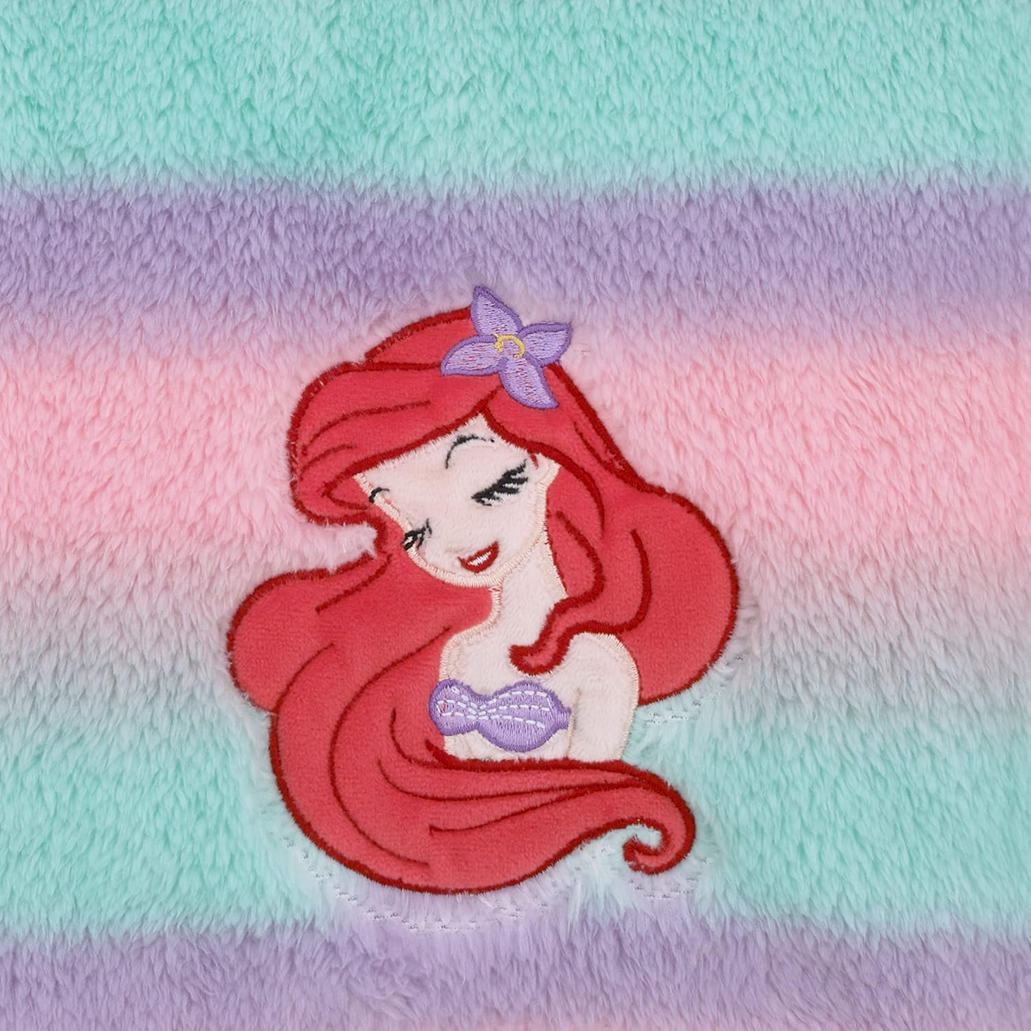 NoJo Disney Ariel Watercolor Wishes Pink, Lavender, Aqua, and Orange, One of a Kind Ombre Sherpa Super Soft Baby Blanket