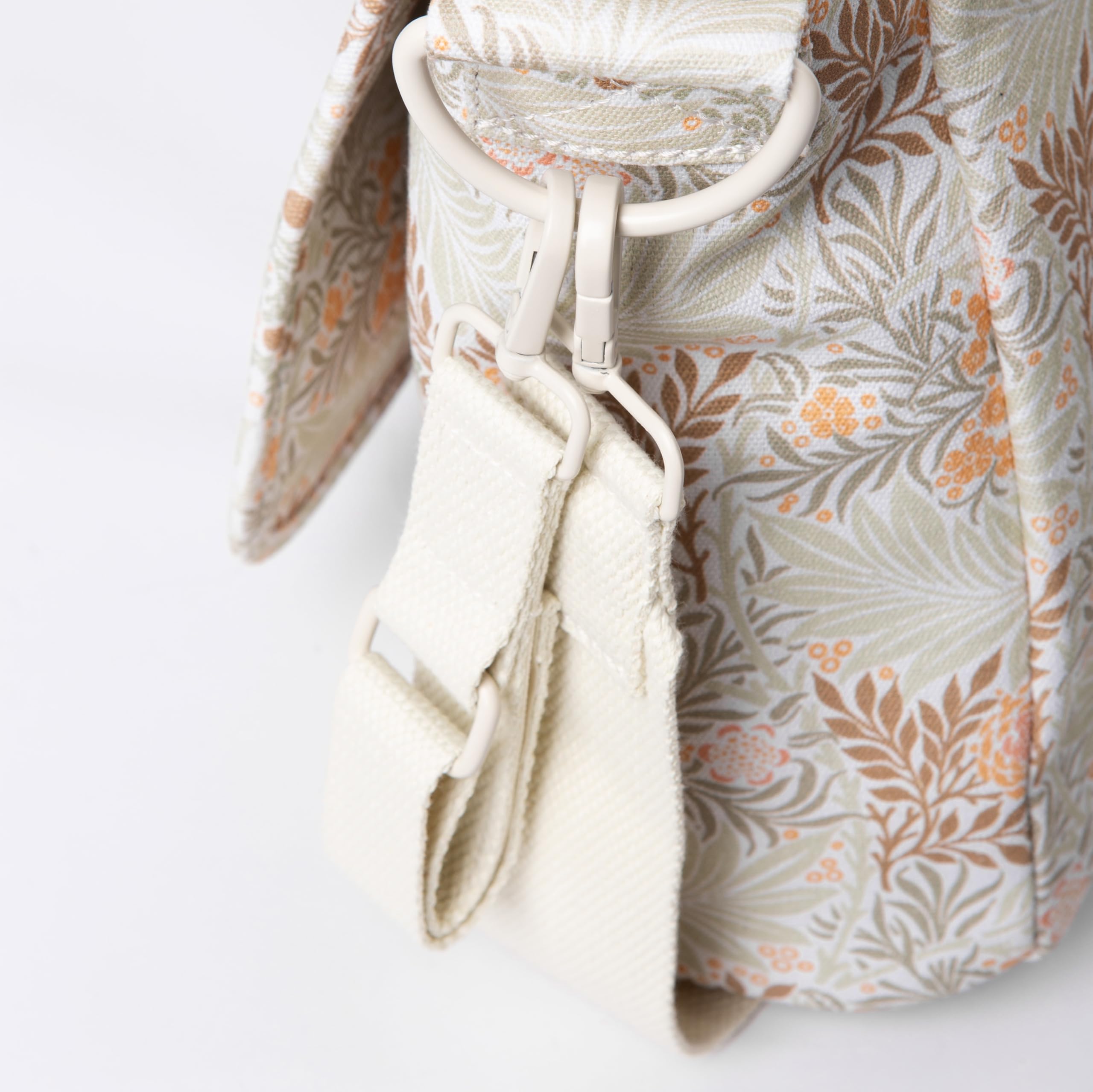 Suavinex, Bolso Maternidad Bandolera, Bolso Carro Bebé de Gran Capacidad, Asas Ajustables al Carrito, Solapa y Cierre de Cremallera, Impermeable, con Bolsillos Interiores, Beige Flores