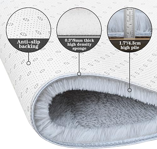 Miniatura 3 de duduta Alfombra rectangular suave y esponjosa de 5 x 8 pies, alfombra rectangular de felpa peluda para dormitorio, guardería, sala de estar,