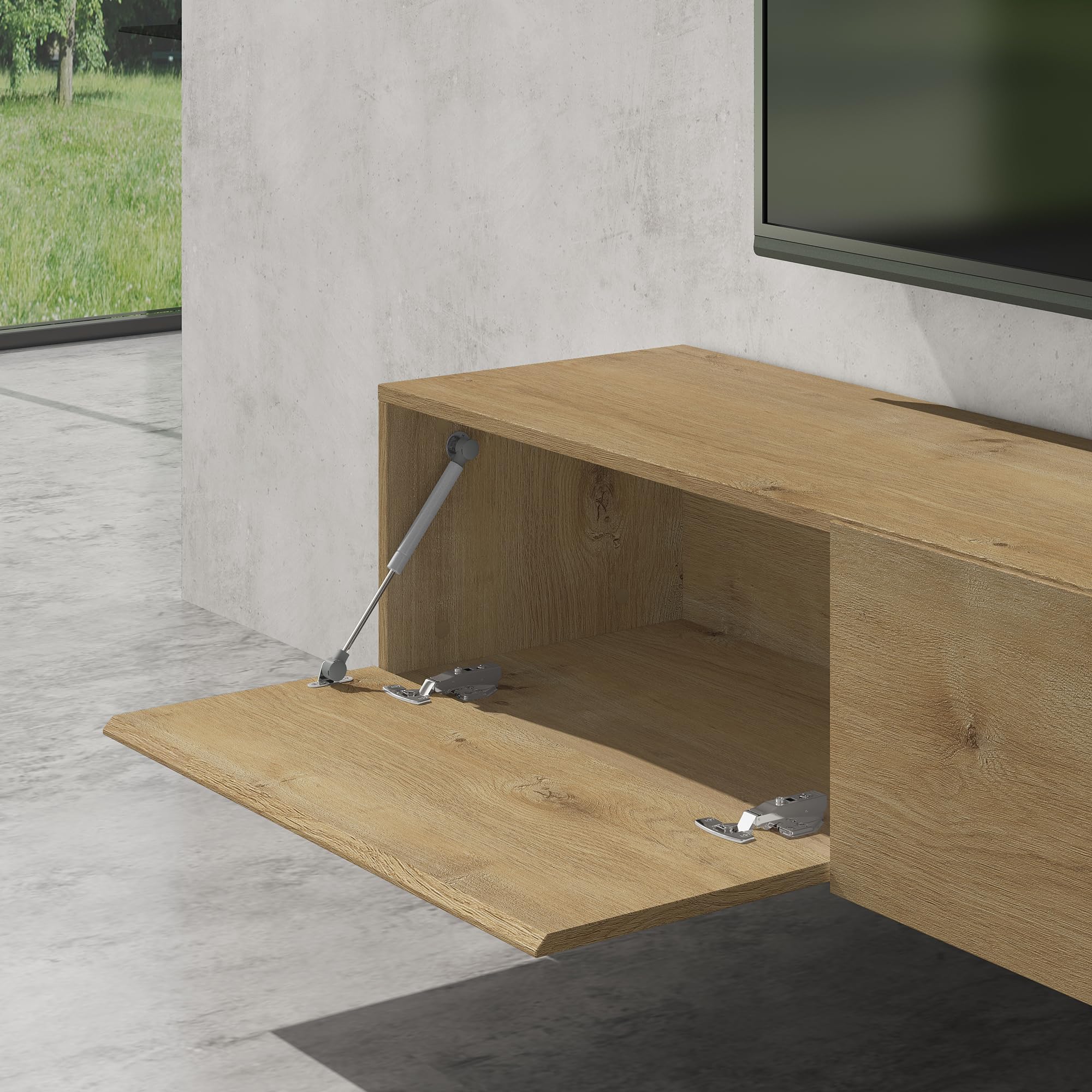 doporro TV Lowboard hängend Fernsehschrank Wohnzimmer | TV-Schrank hängend Fernsehtisch Hängeschrank 160cm Fernsehschrank02