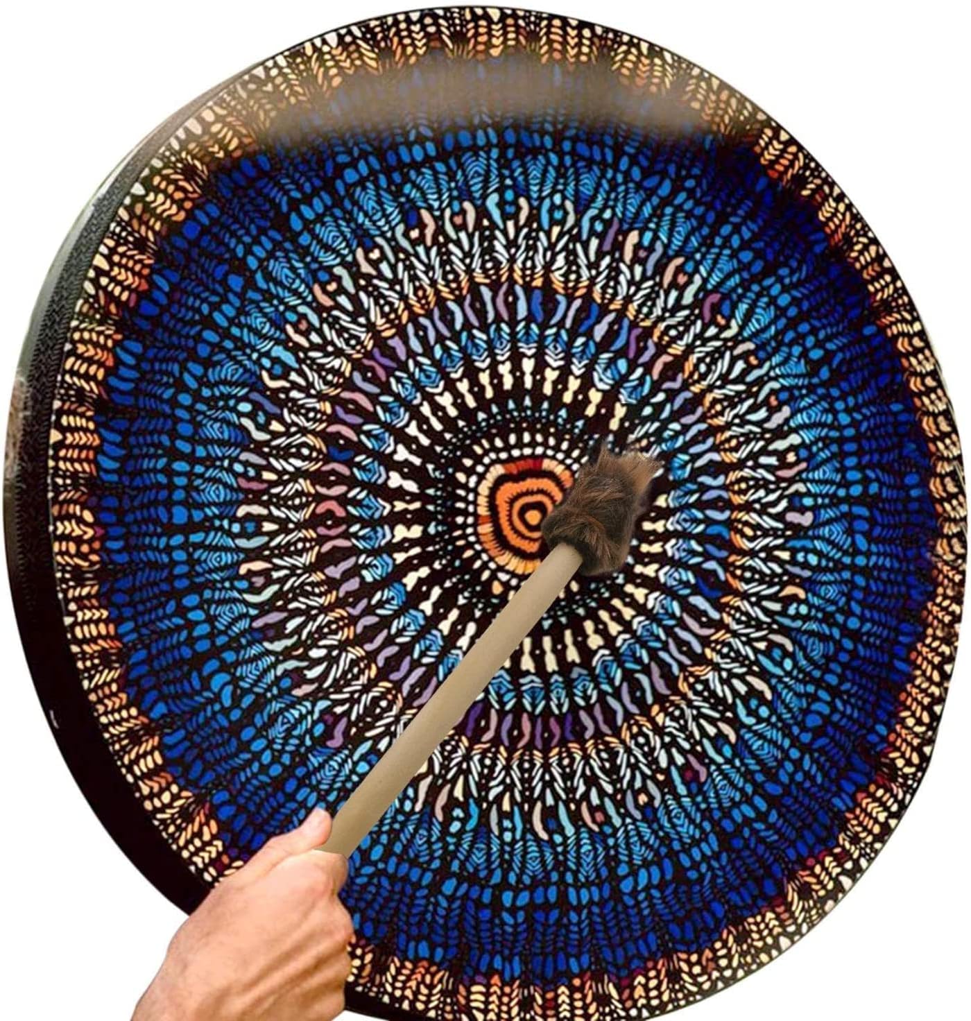 AngelGuard Shamanic Drum, Percussion Frame Drum, Handmade Deep Bass Therapy Tool, Sound Therapy Instrument, Symbol of Siberian Drum Spiritual Music