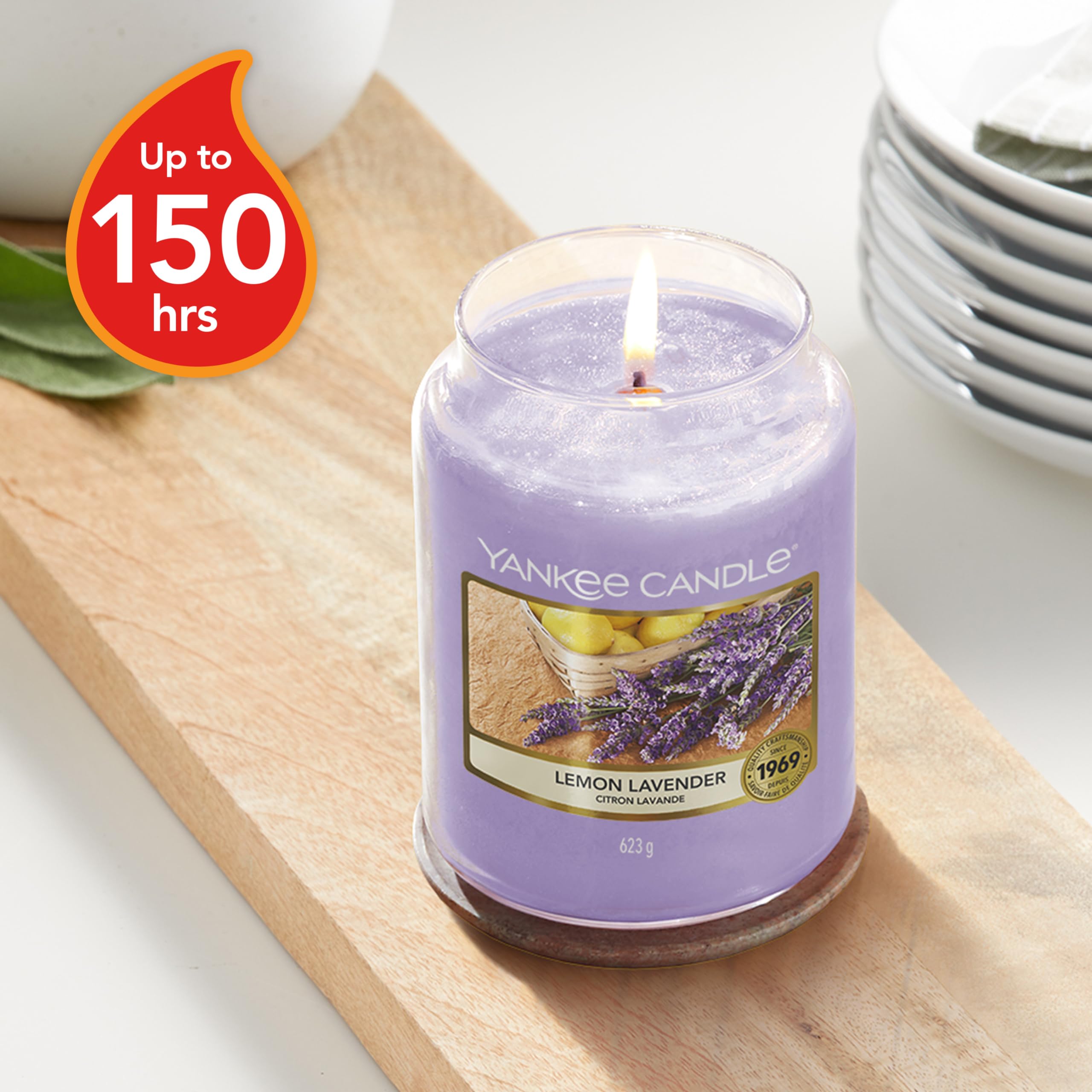 Yankee Candle Duftkerze im Glas (groß) | Red Raspberry | Brenndauer bis zu 150 Stunden & Duftkerze im großen Jar, Lemon Lavender, Brenndauer bis zu 150 Stunden