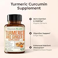 Vista 5 de Suplemento natural de apoyo para las articulaciones con BioPerine y 95 % de curcuminoides; contiene curcumina de cúrcuma, cúrcuma, jengibre