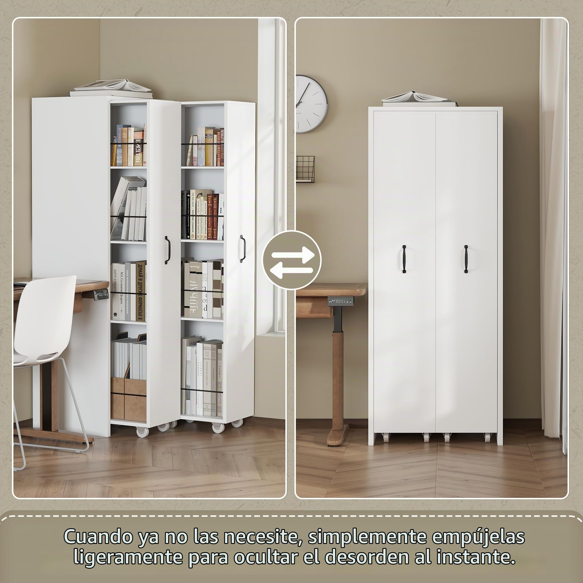 SACOOL Estantería extensible con ruedas, 4 niveles, MDF, capacidad de carga de 20 kg por nivel, intercambiable a izquierda y derecha, se puede utilizar como estantería para baño, cocina o salón, color