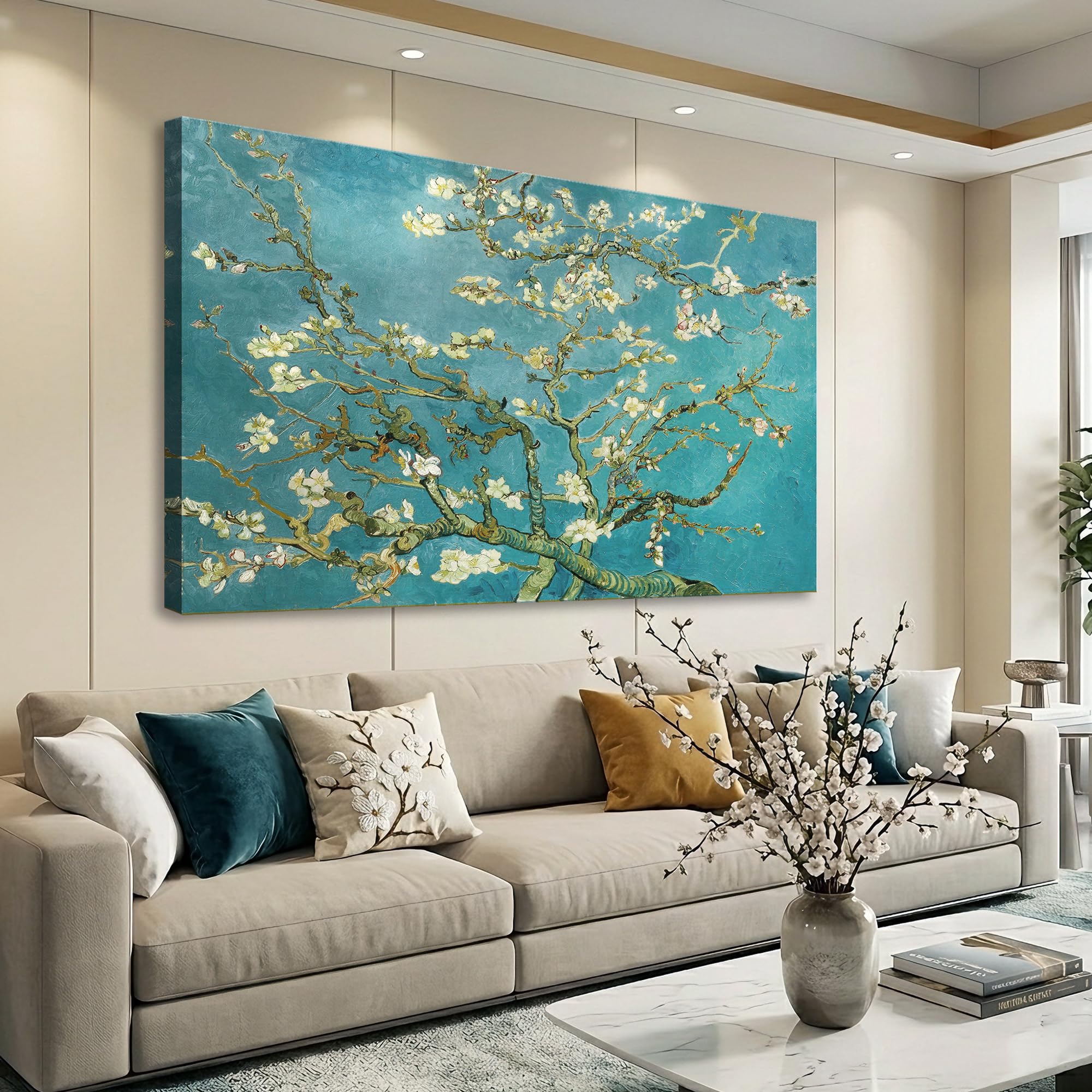 【3枚セット】紫陽花×金箔 テクスチャーアート ミントグリーン 北欧風 原画 Amazon.com: Vincent Van Gogh Canvas Wall Art, Almond Blossom Tree